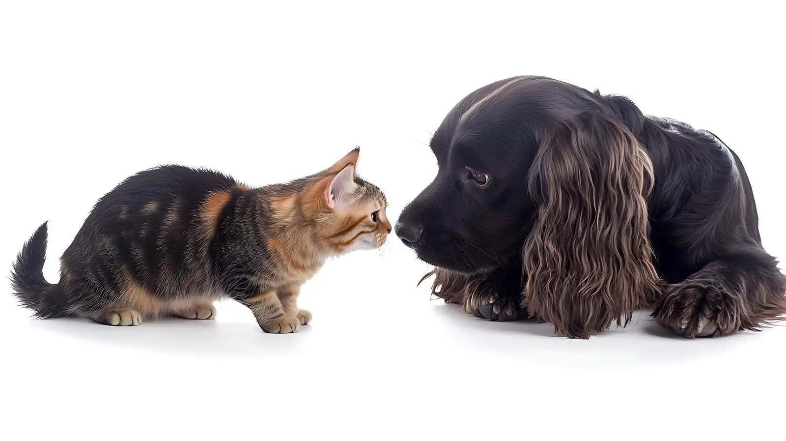 Playful Russian Spaniel and Curious Scottish Cat — free download from Dotvec