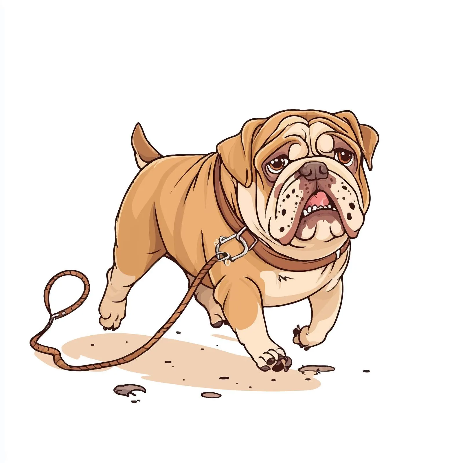 Funny Dog Escaping with Torn Leash Vector — free download from Dotvec