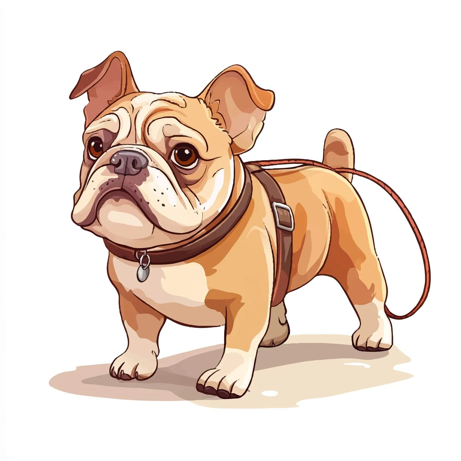 Funny Escaped Dog with Torn Leash – free leash image from Dotvec