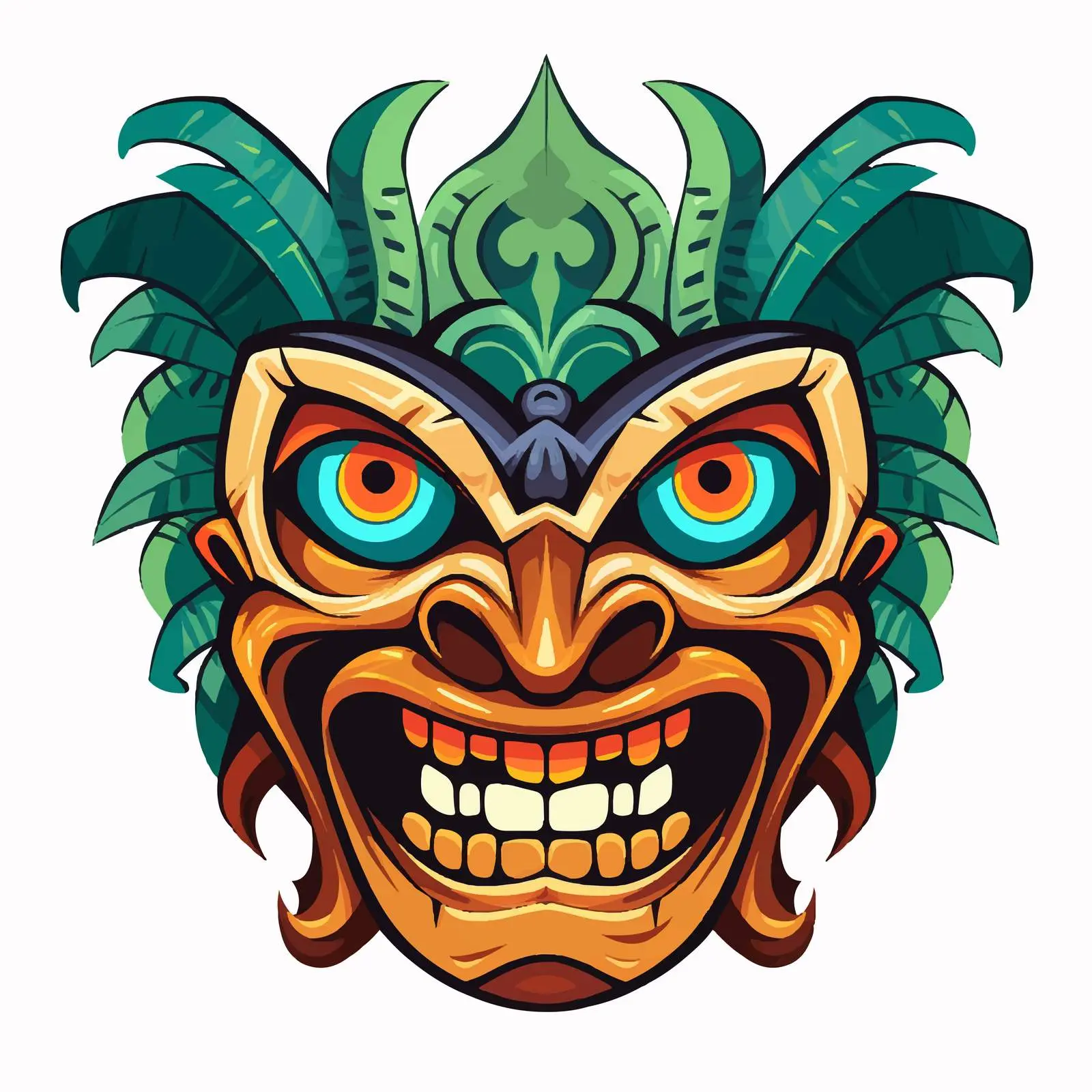 Funny Tribal Tiki Mask with Big Eyes – free carved image from Dotvec