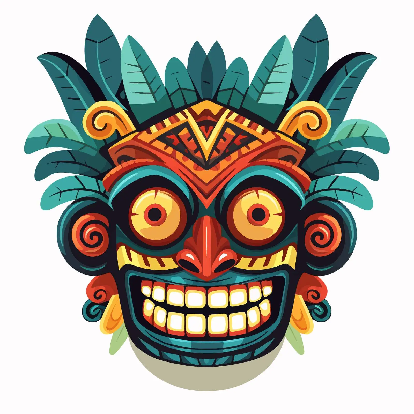 Funny Tribal Tiki Mask with Big Eyes — free download from Dotvec