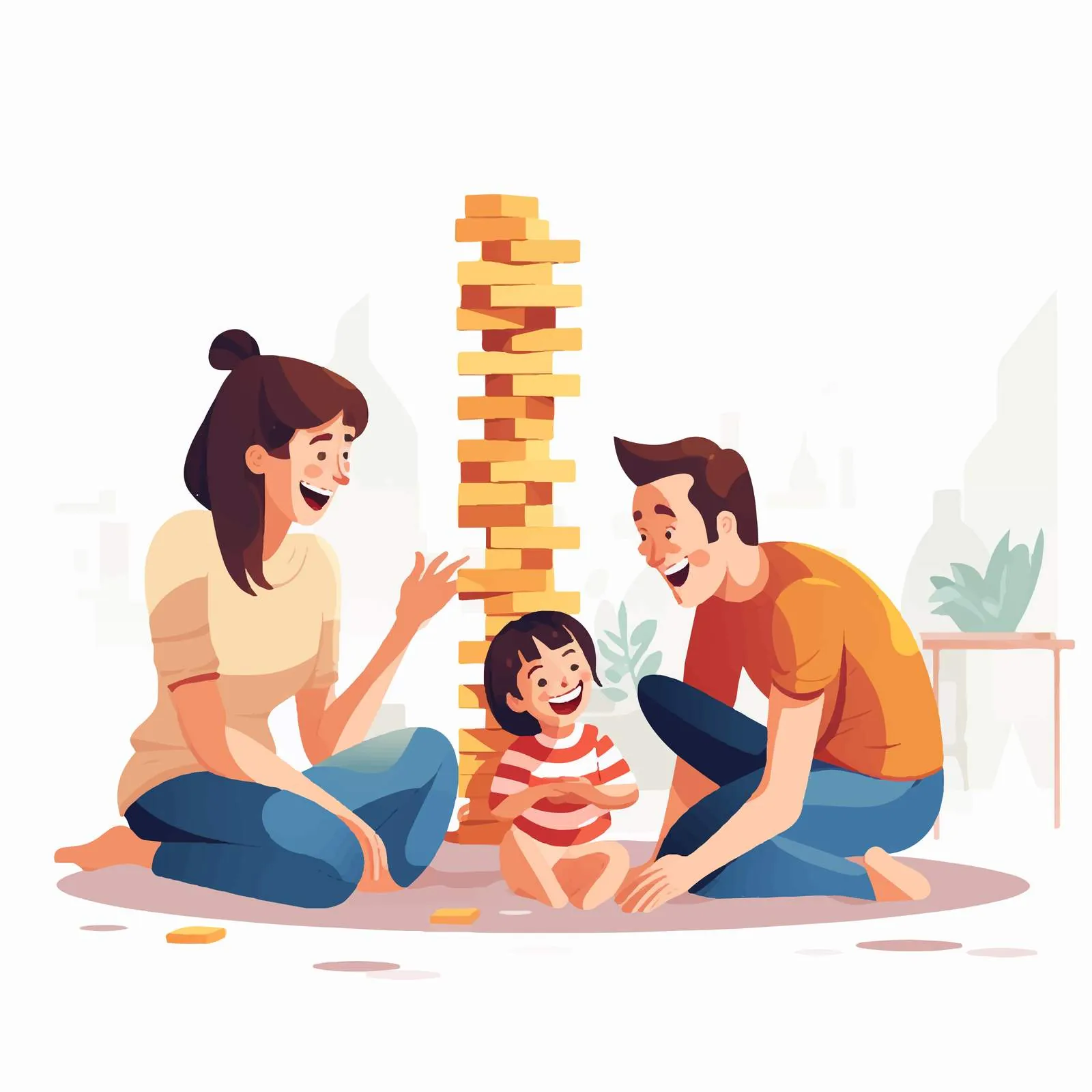Funny Family Playing Together Vector Illustration — free download from Dotvec