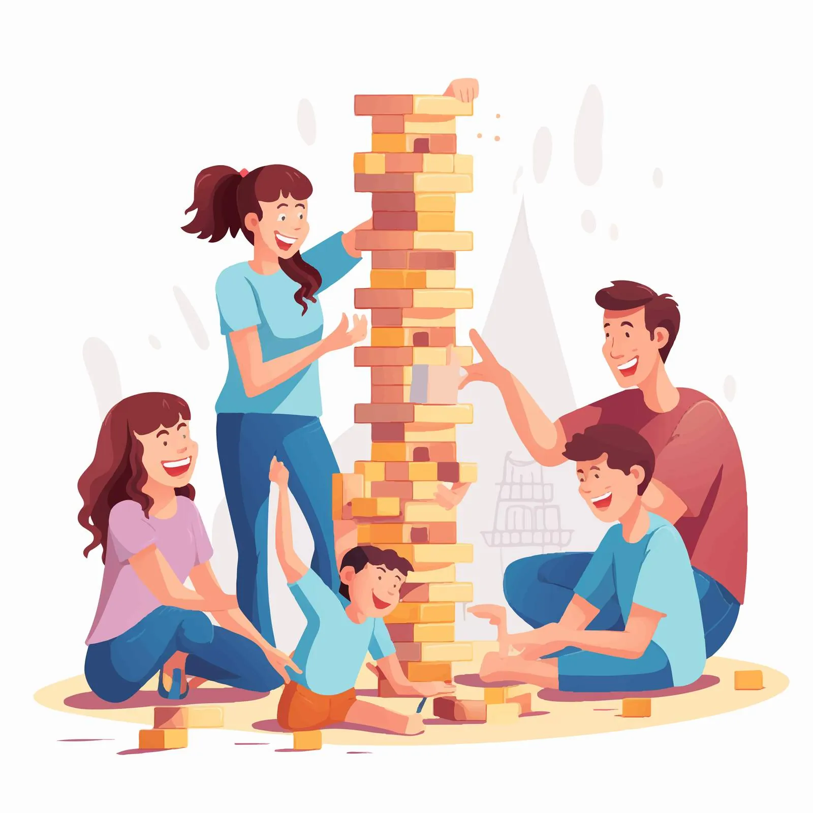 Joyful Family Playing Together Vector Illustration — free download from Dotvec