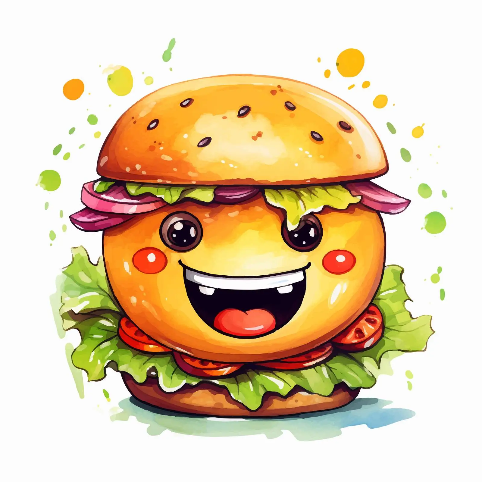 Funny Hamburger Illustration with Cartoon Face – free artistic food image from Dotvec