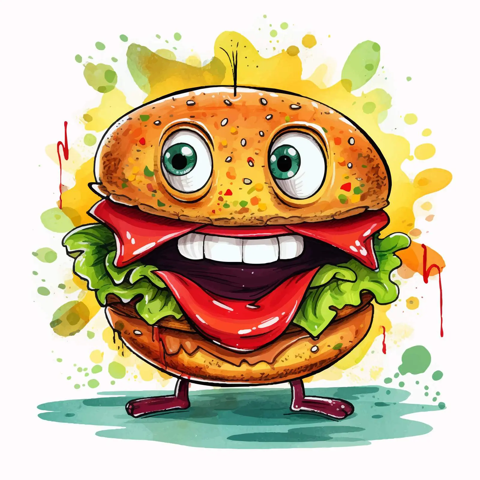 Playful Hamburger Illustration with Funny Face — free download from Dotvec