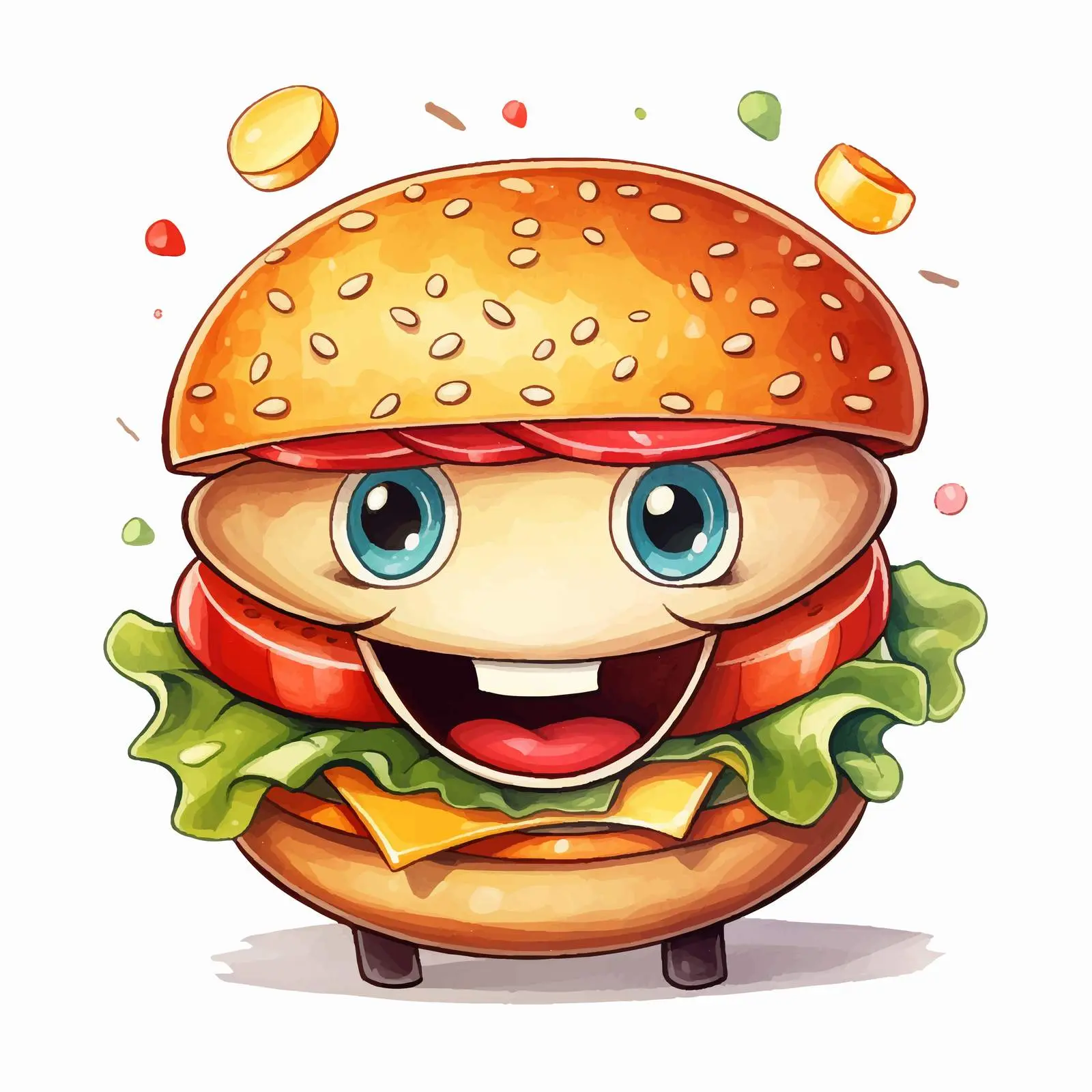 Funny Hamburger Illustration with Cartoon Face — free download from Dotvec