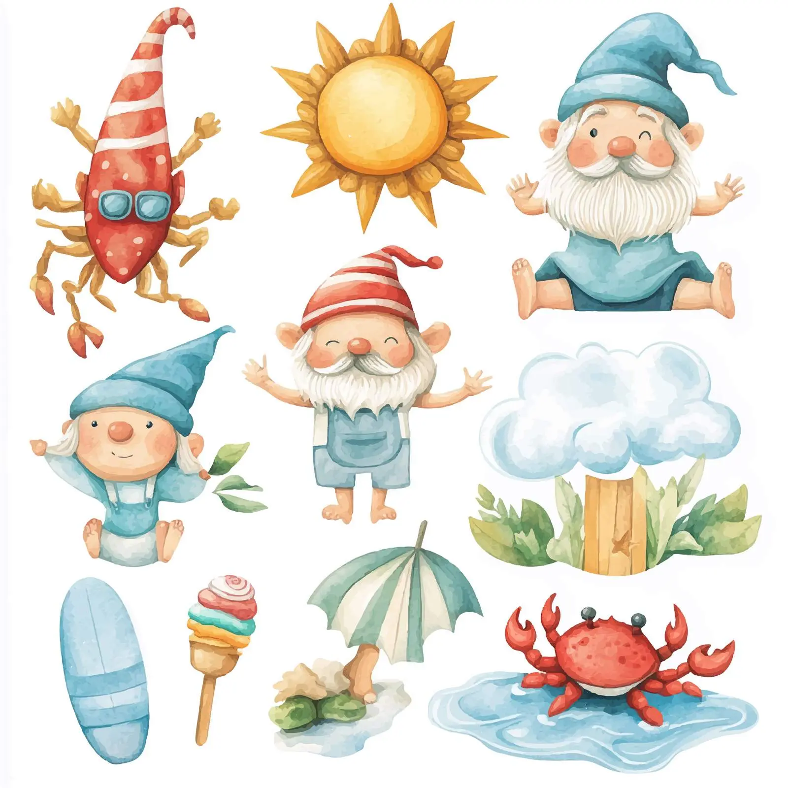 Playful Gnomes Enjoying Summer Pool Fun – free comical image from Dotvec