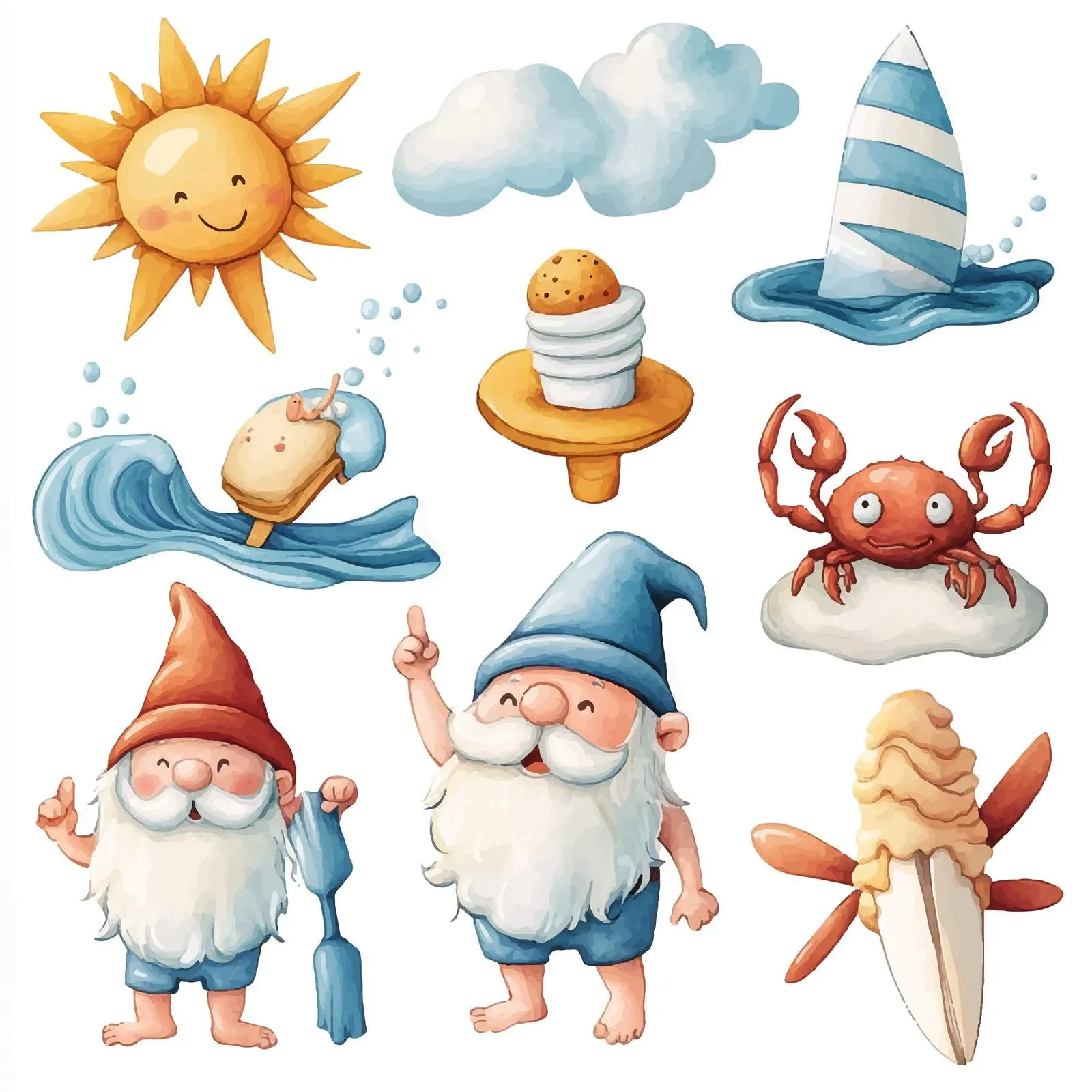 Playful Gnomes Enjoying Poolside Summer Fun — free download from Dotvec