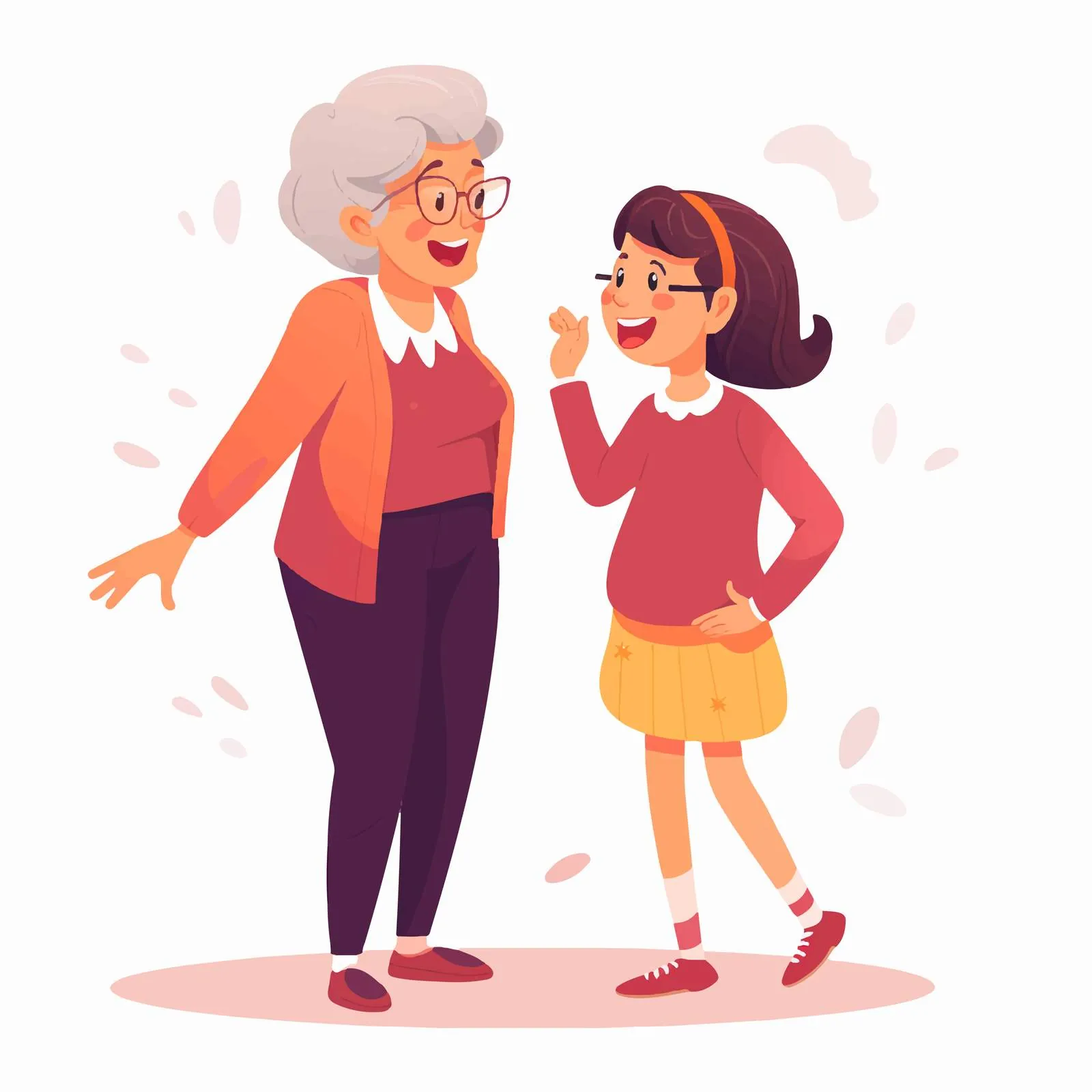 Joyful Grandmother and Granddaughter Conversation Vector — free download from Dotvec
