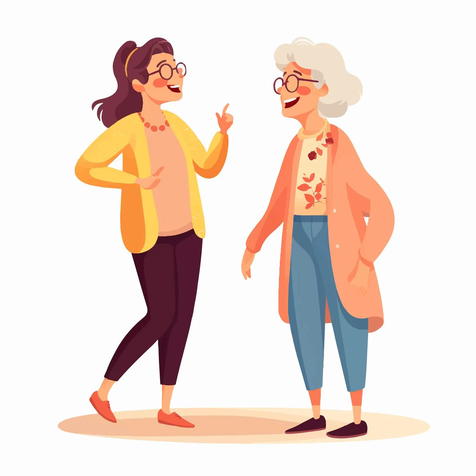 Funny Grandmother and Granddaughter Talking Illustration – free vectorart image from Dotvec