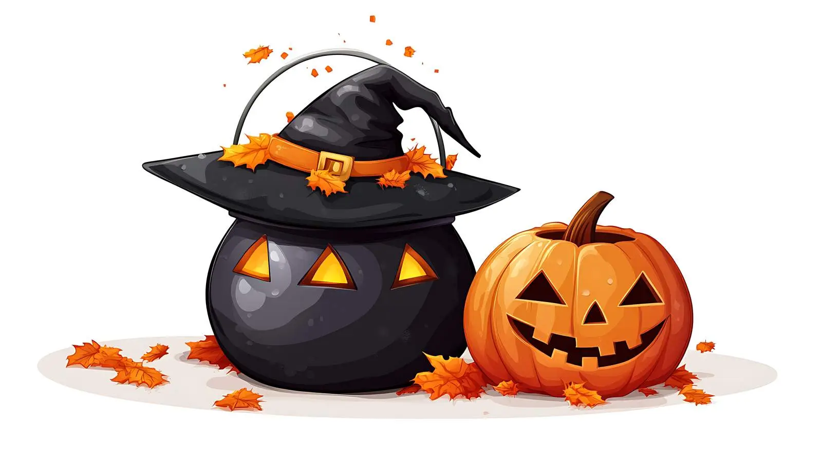 Witch Cauldron Cartoon Bucket Halloween Basket — free download from Dotvec