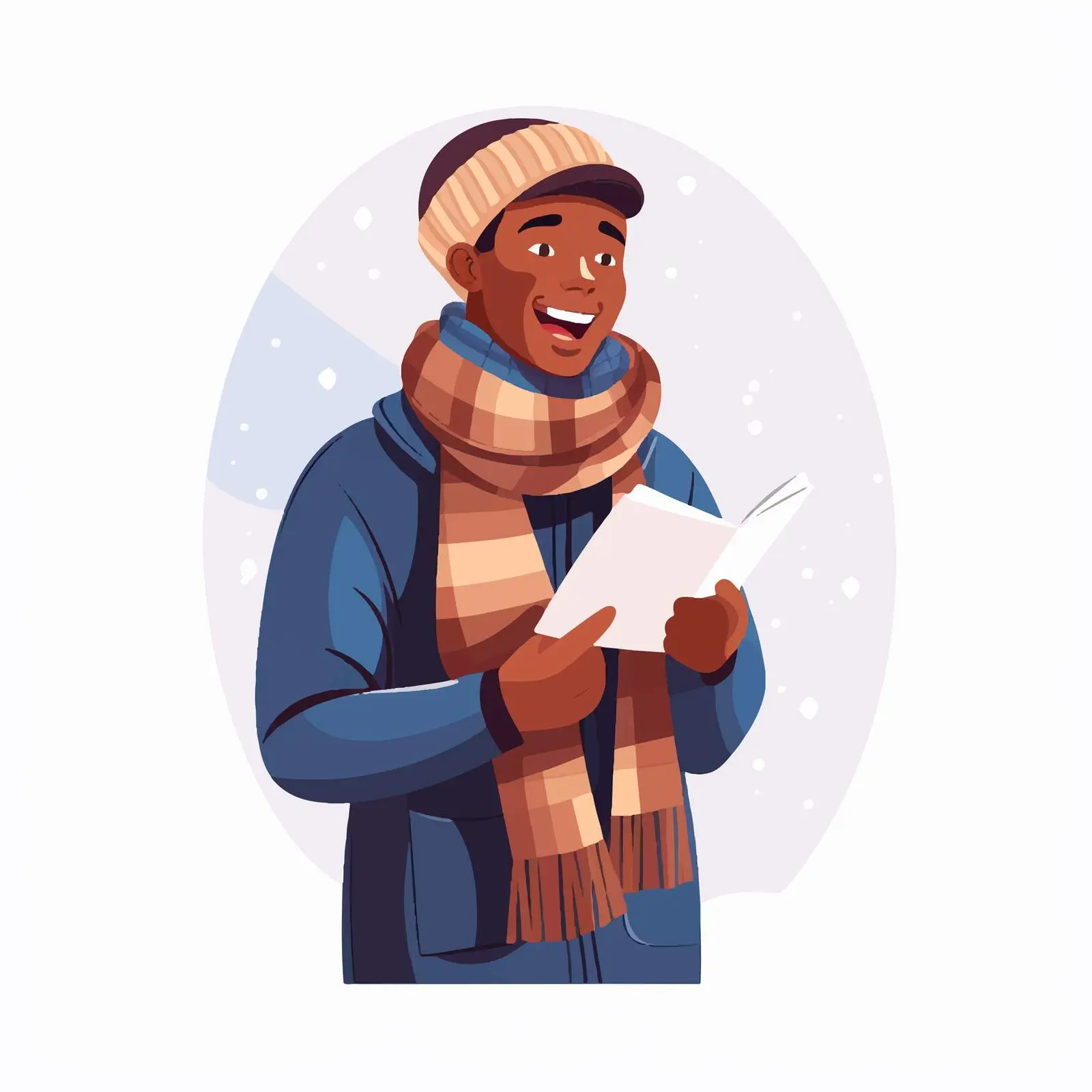 Modern Dark Skin Guy Singing Christmas Hymn Vector — free download from Dotvec