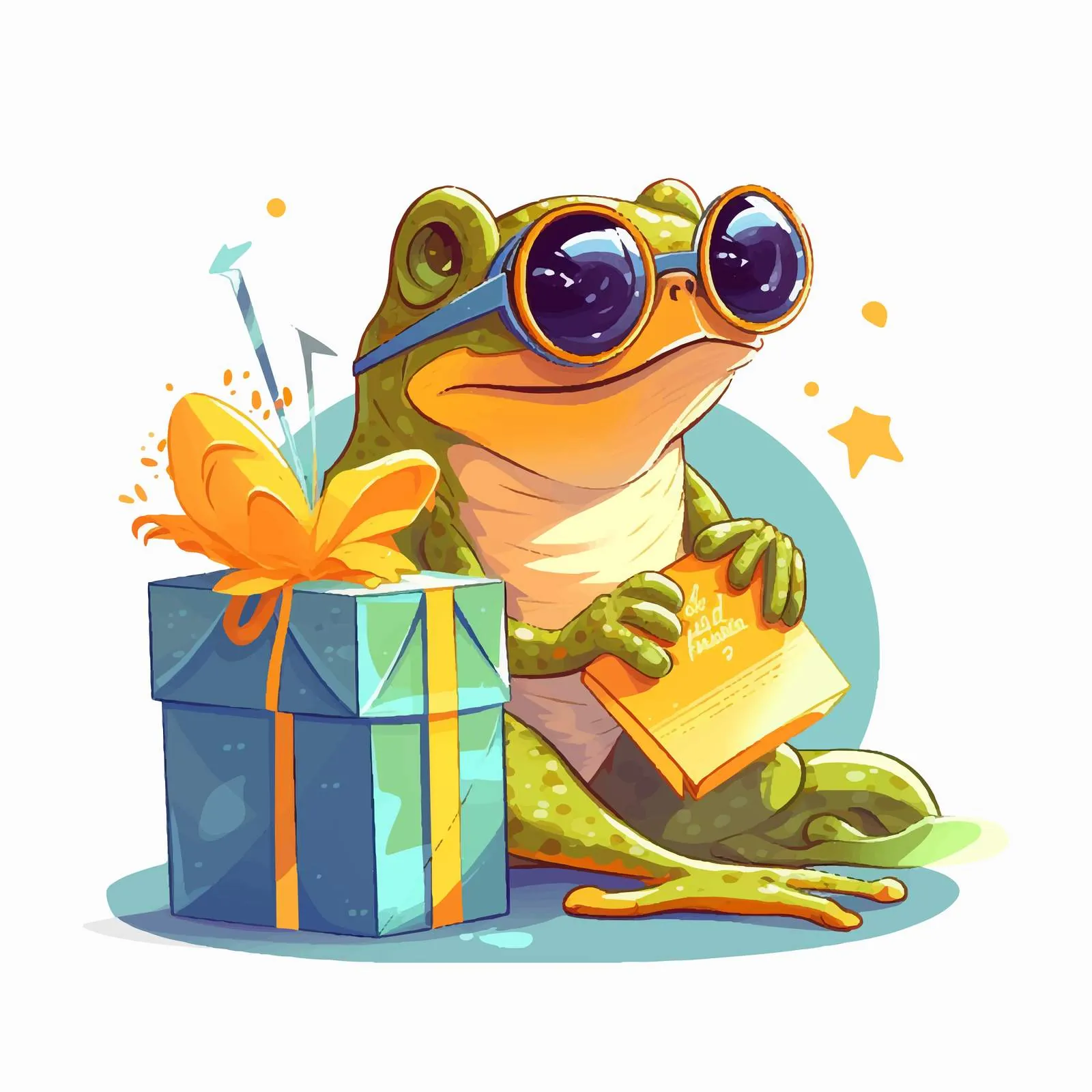 Funny Frog in Sunglasses with Birthday Gift — free download from Dotvec