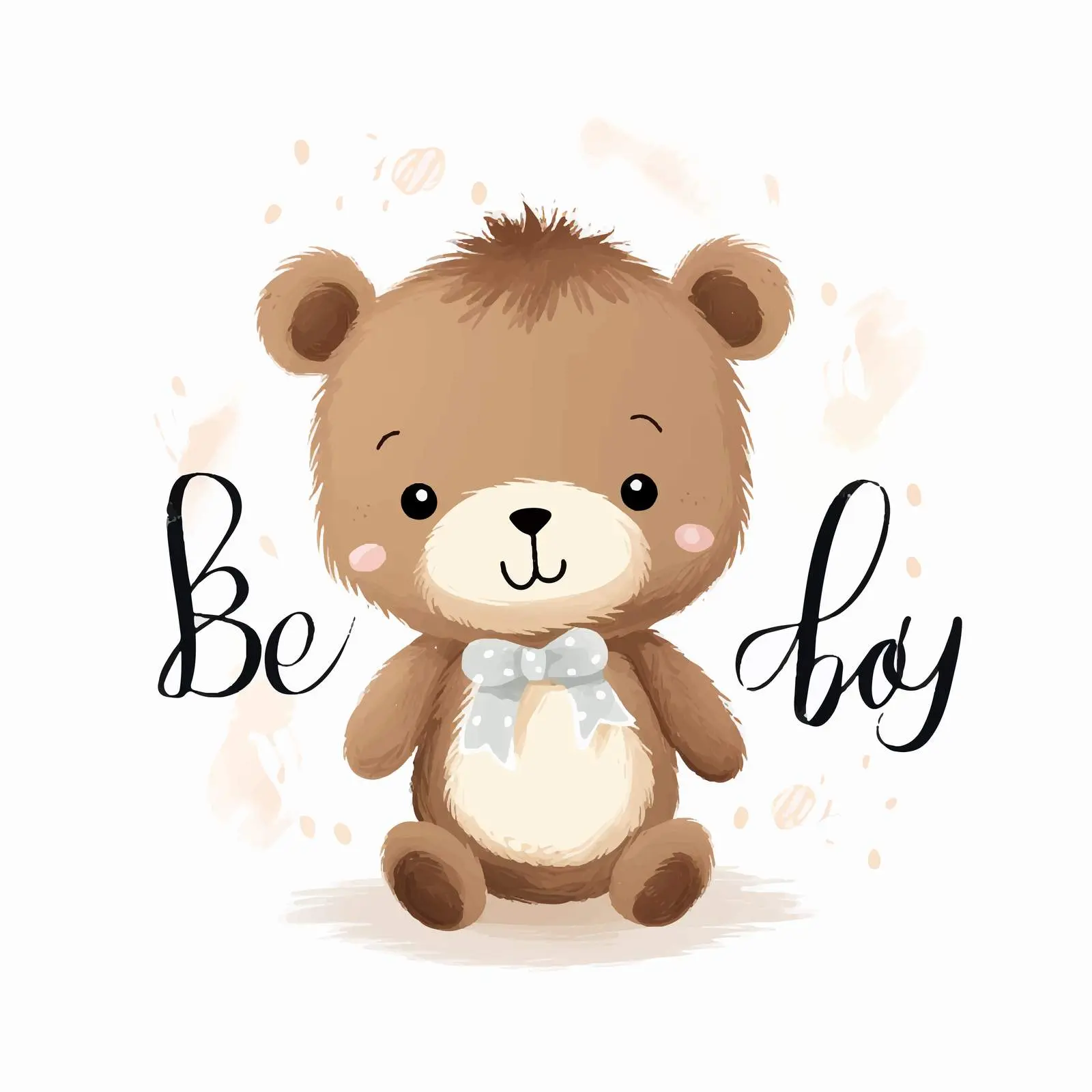 Cute Newborn Card with Teddy Bear and Lettering — free download from Dotvec