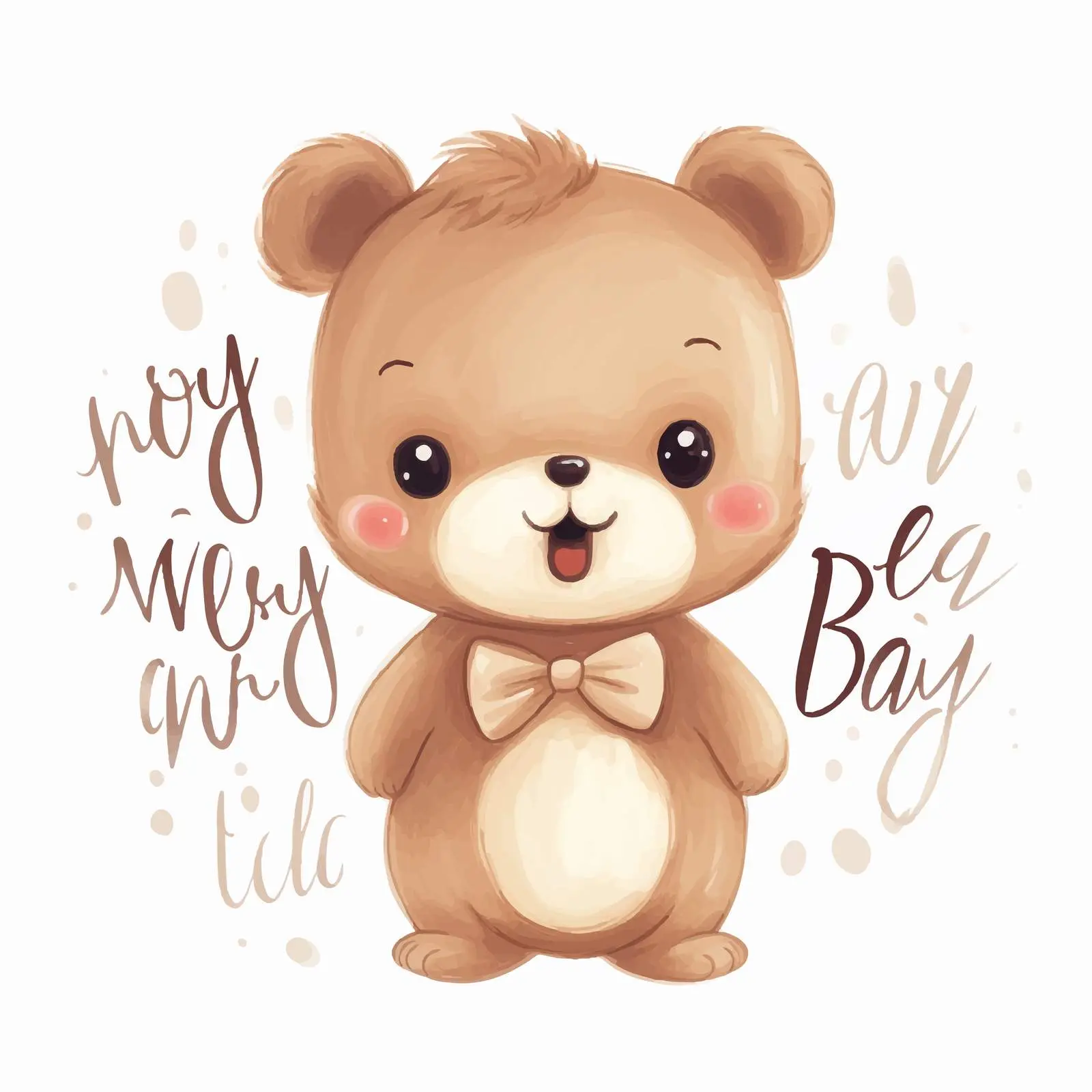 Funny Newborn Card with Teddy Bear Design — free download from Dotvec