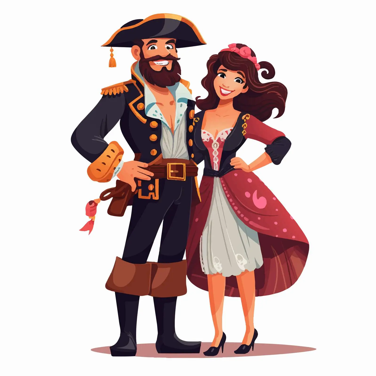 Funny Pirate Couple at Costume Party Illustration — free download from Dotvec