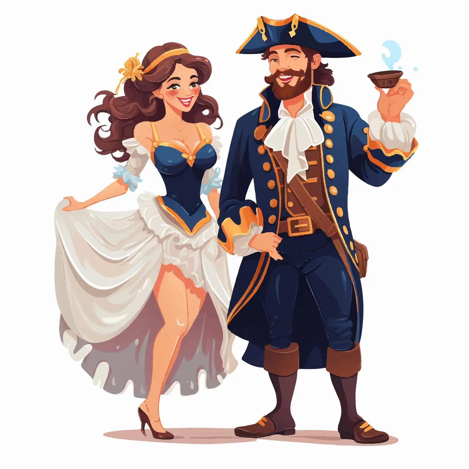 Funny Pirate Couple at Costume Party Illustration — free download from Dotvec