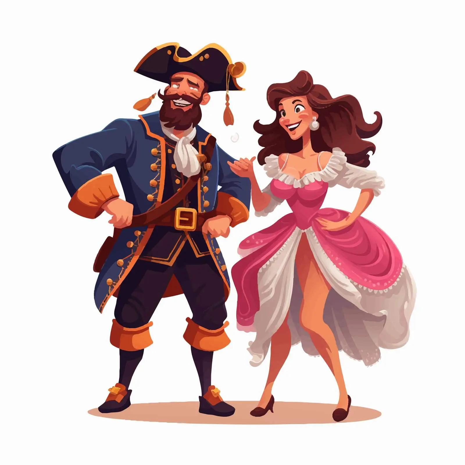 Funny Pirate Couple at Costume Party Illustration — free download from Dotvec