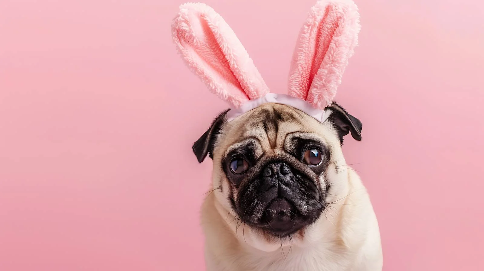 Playful Pug with Bunny Ears — free download from Dotvec