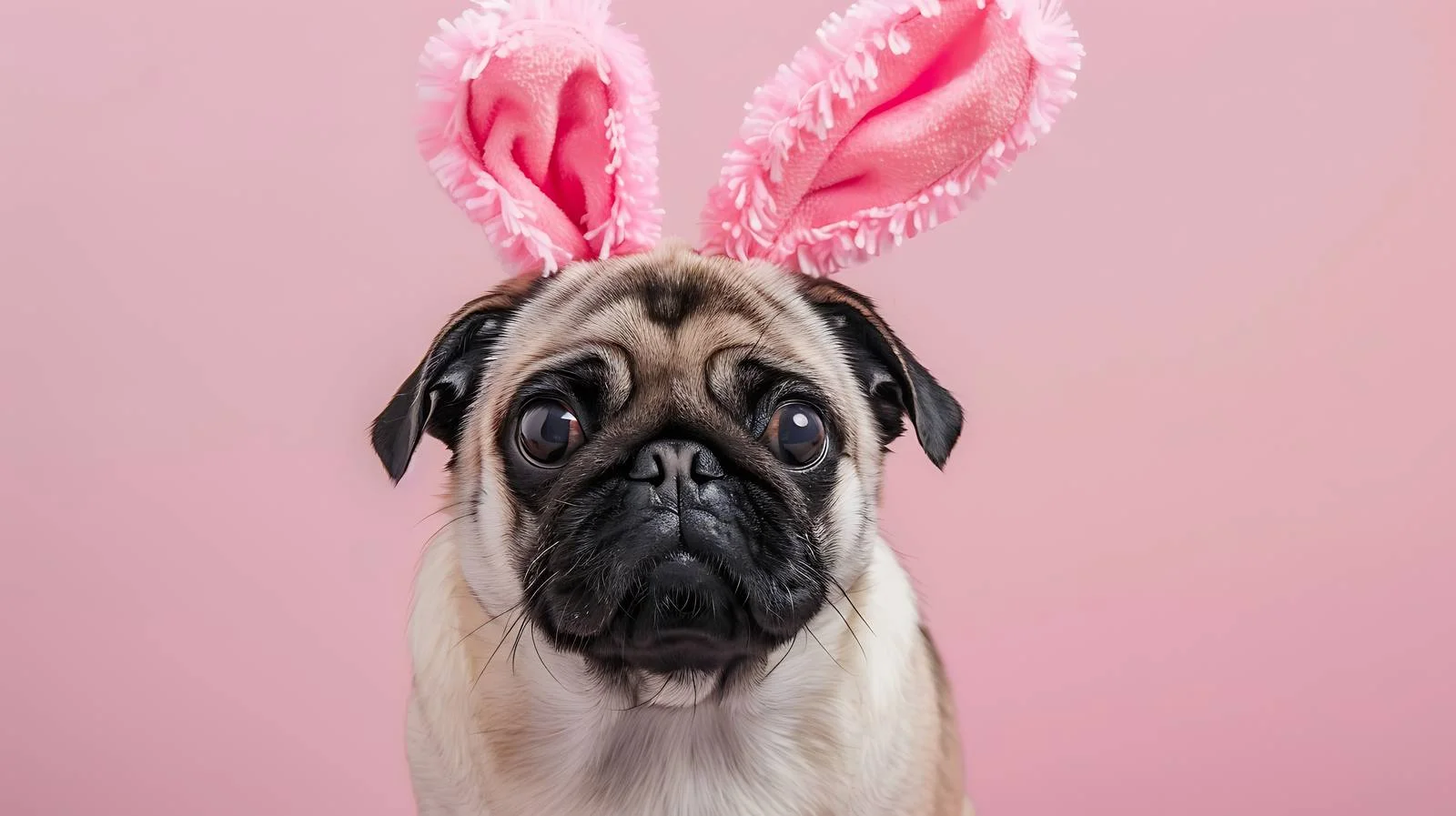 Playful Pug in Easter Bunny Ears — free download from Dotvec