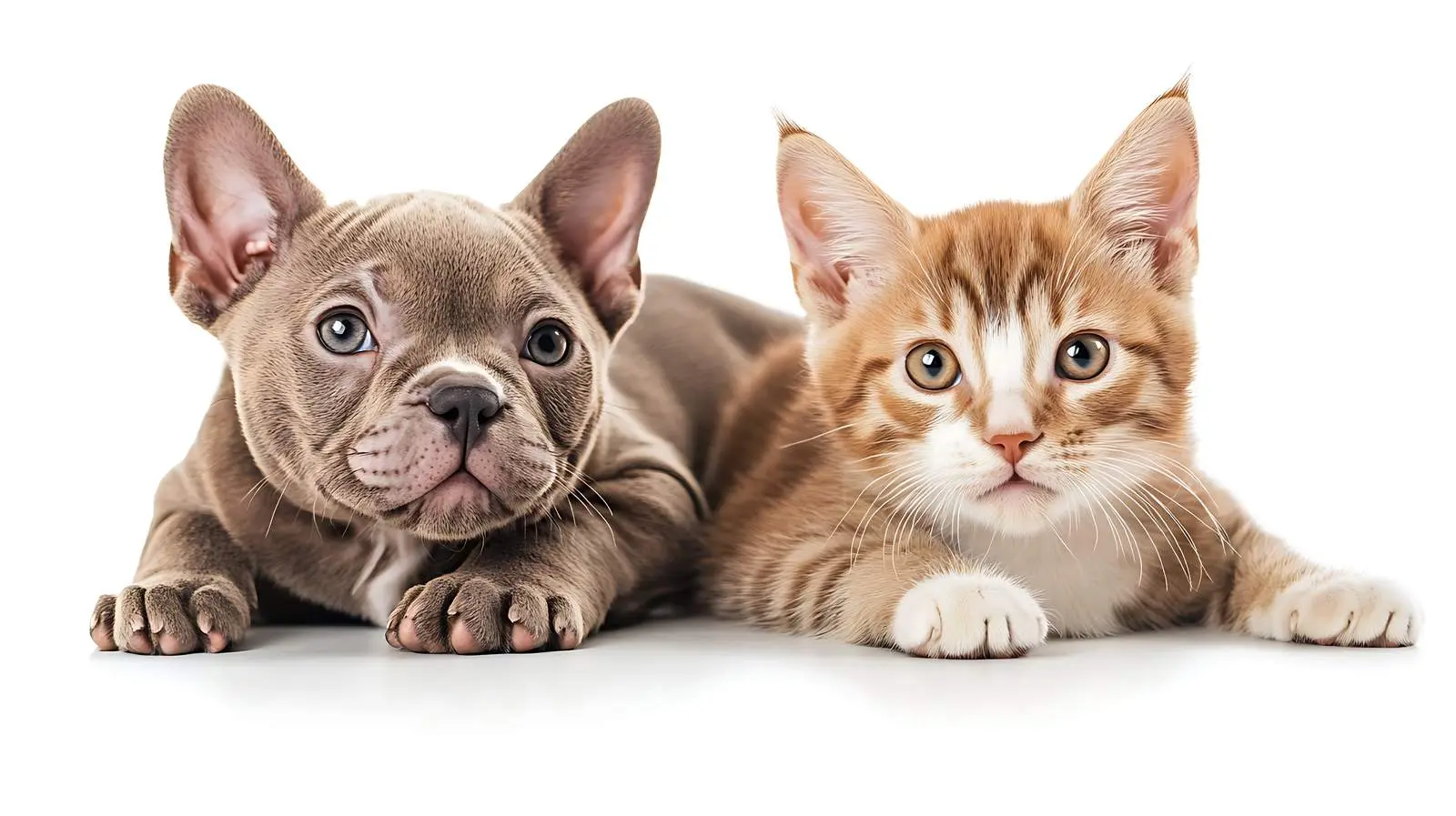 Funny Pit Bull Puppy and Scottish Straight Cat — free download from Dotvec