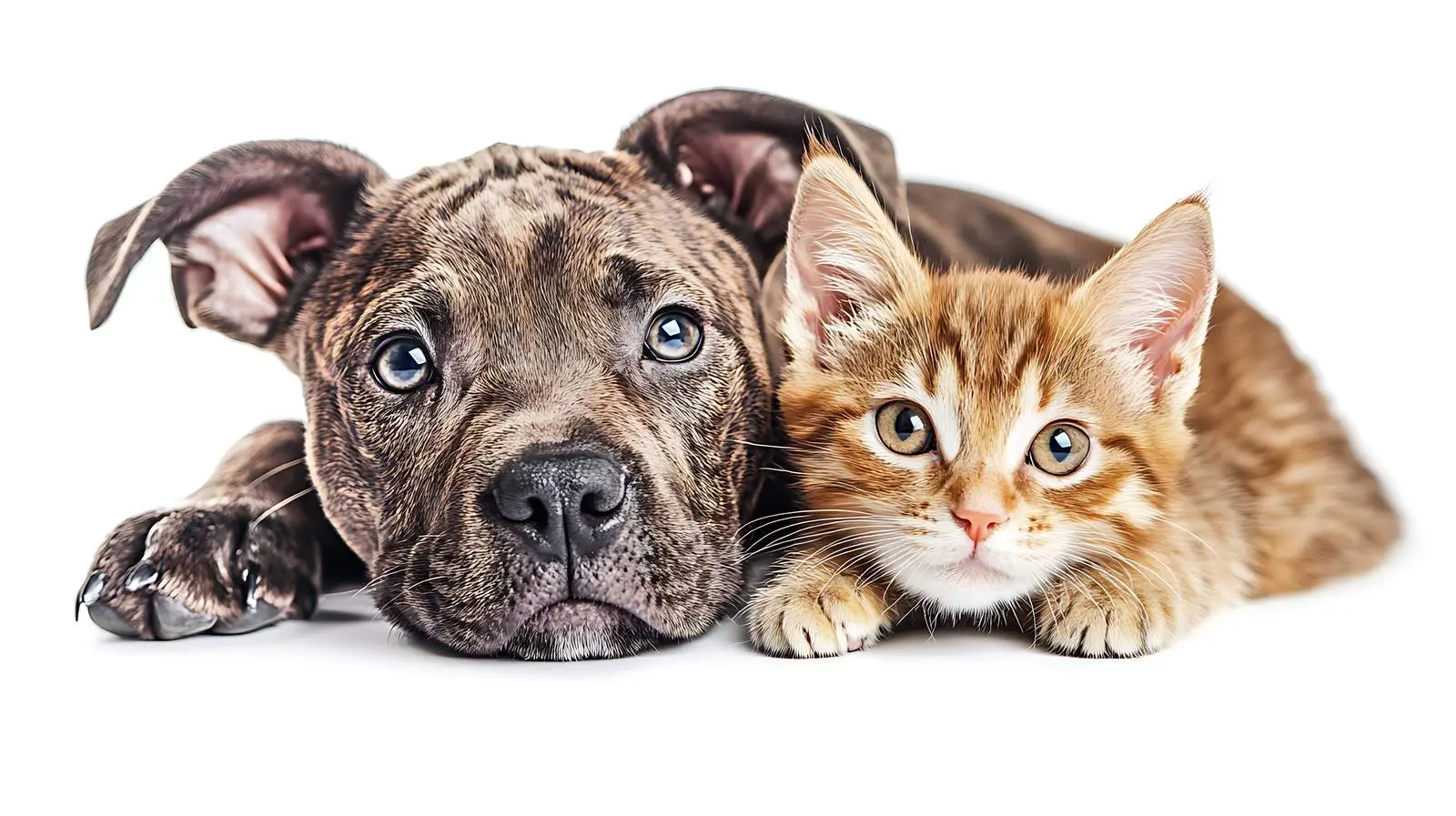 Funny Pit Bull Puppy and Scottish Cat — free download from Dotvec