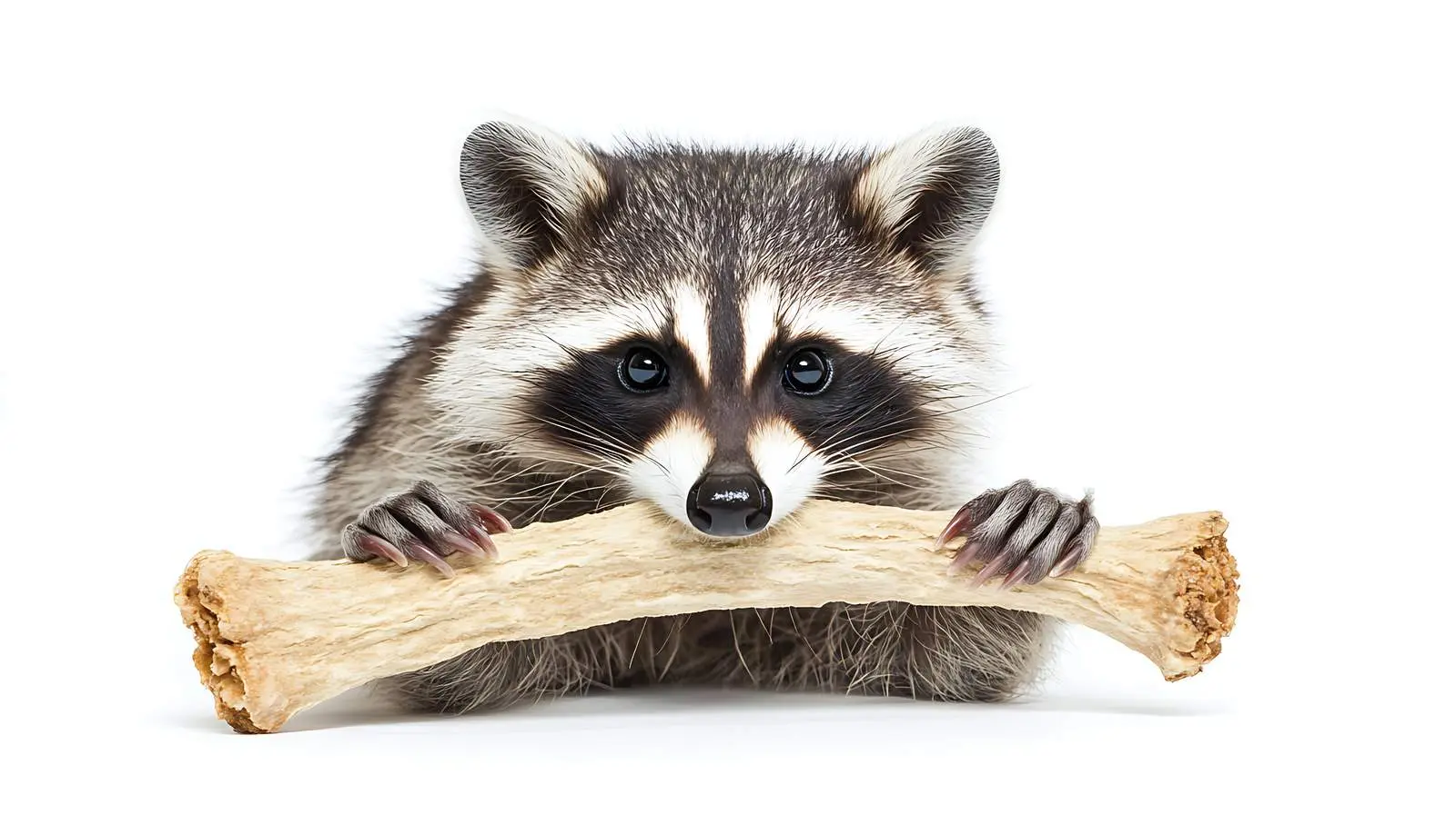 Raccoon Chewing Rawhide Bone on White Background — free download from Dotvec