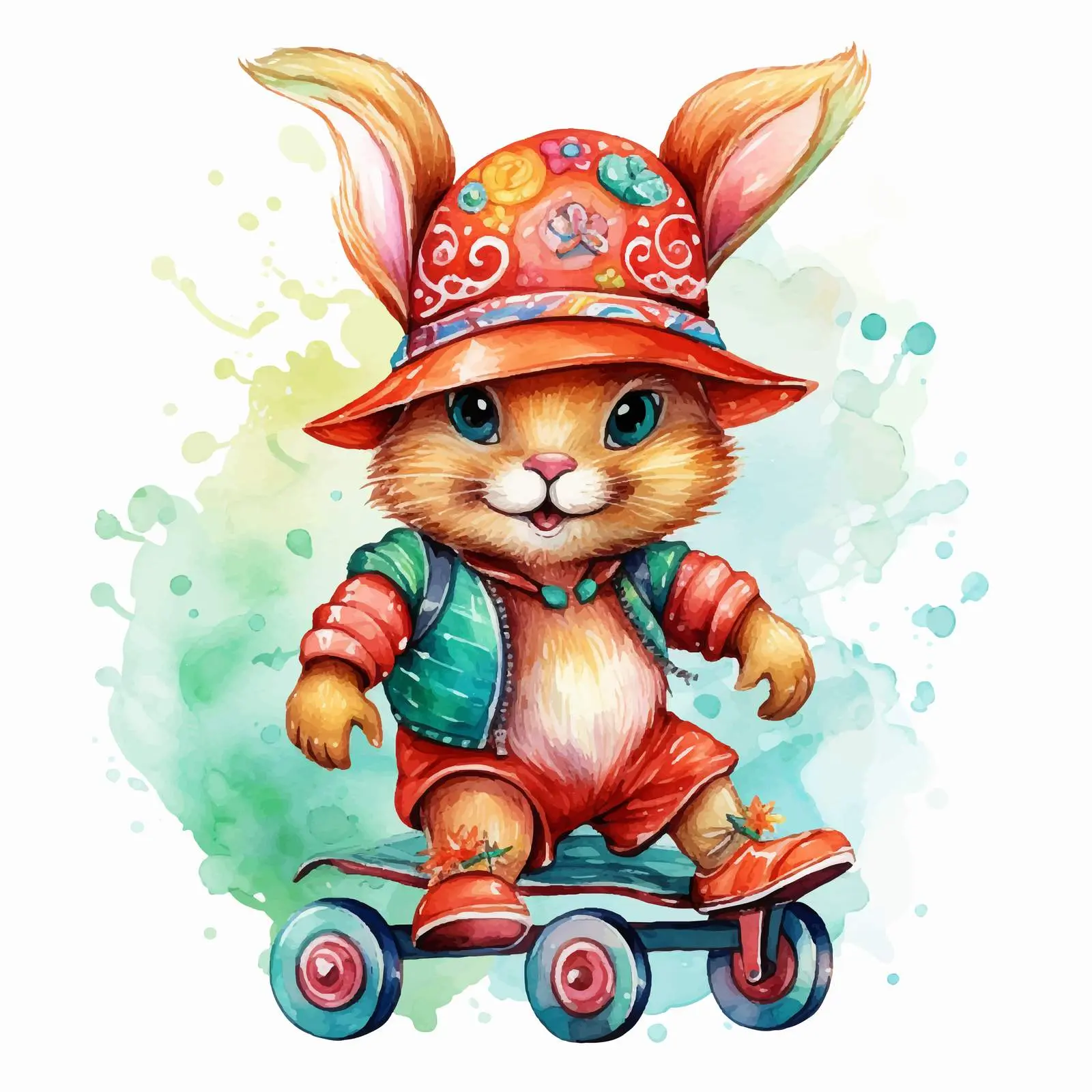 Funny Roller Hat Year of the Rabbit Doodle — free download from Dotvec
