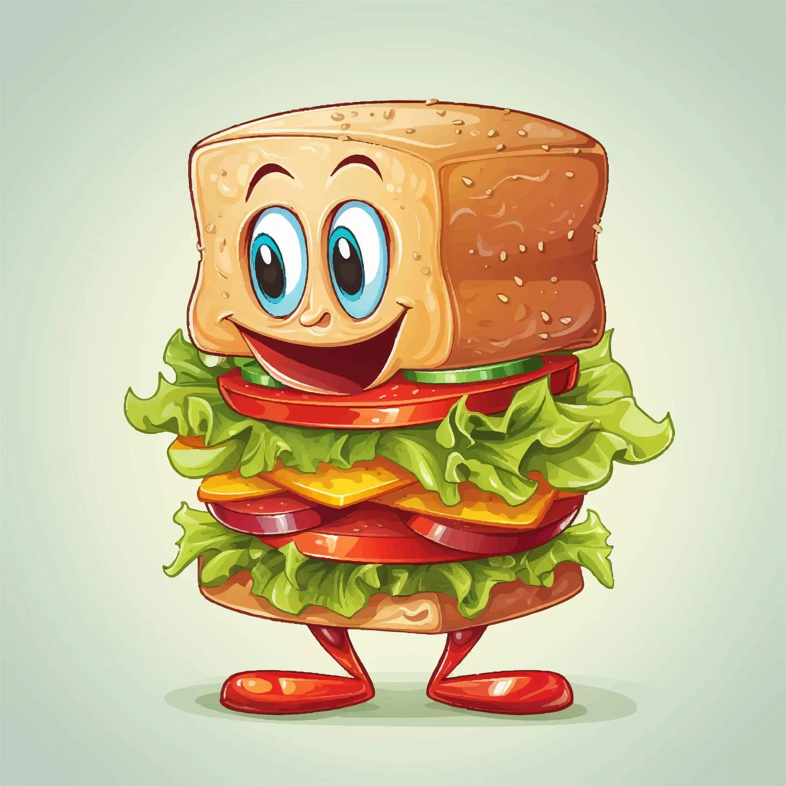 Humorous Cartoon Sandwich Character Illustration — free download from Dotvec