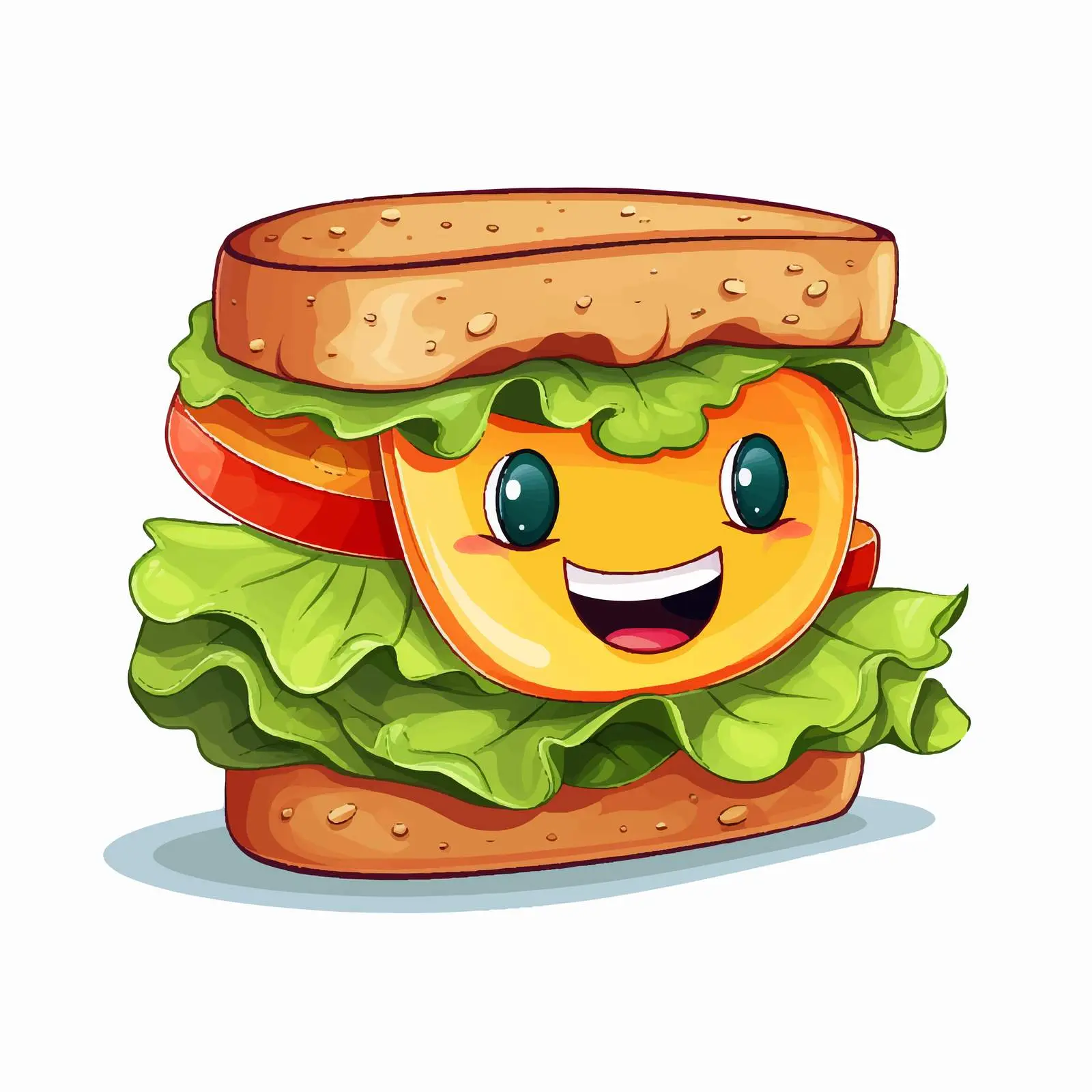 Funny Sandwich Cartoon Character Illustration — free download from Dotvec