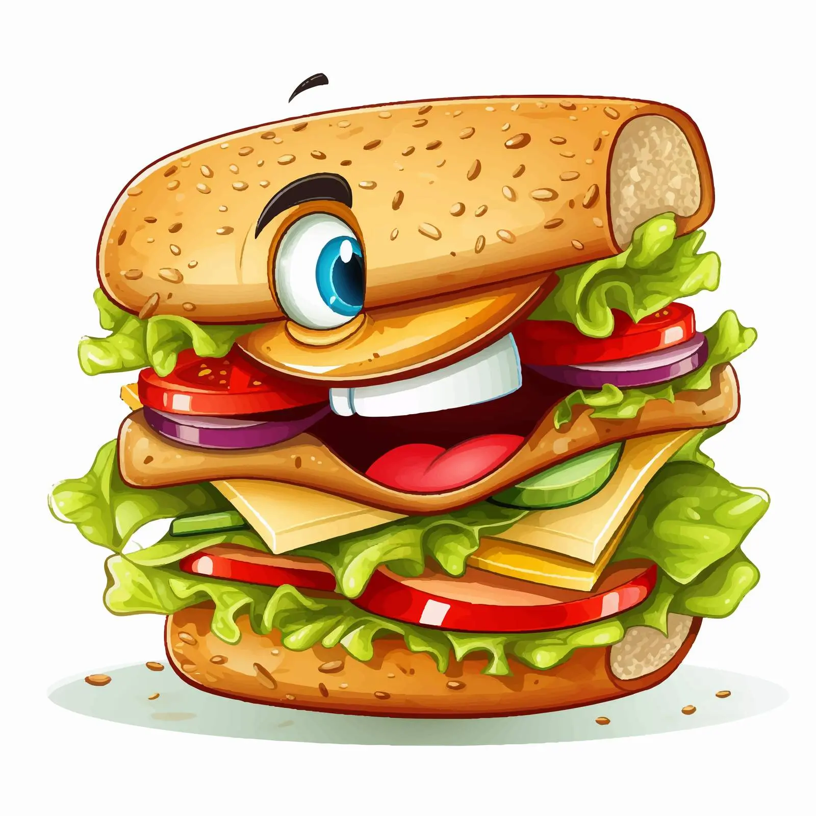 Humorous Sandwich Cartoon Character Illustration — free download from Dotvec