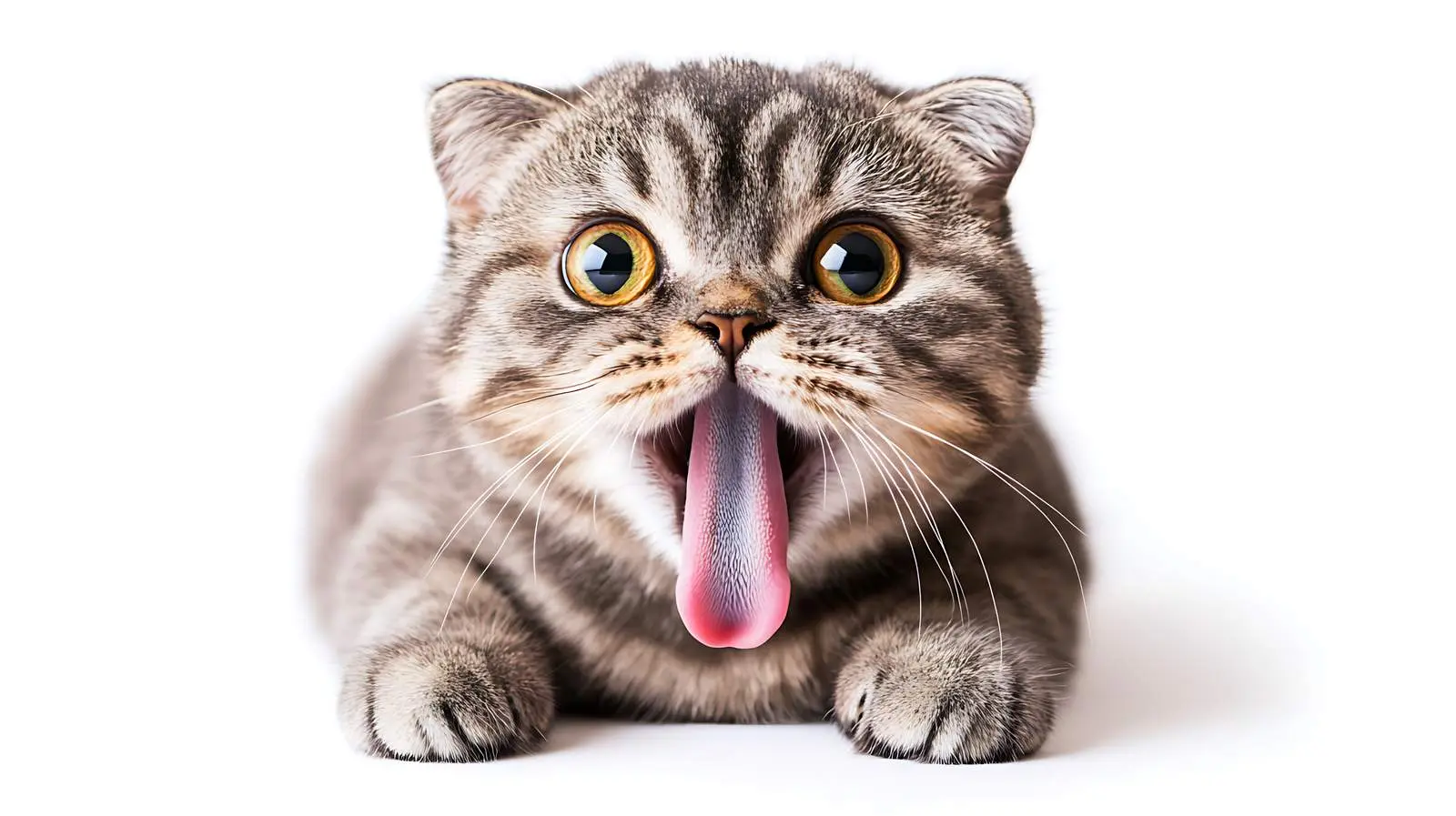 Playful Scottish Fold Cat Sticking Out Tongue — free download from Dotvec