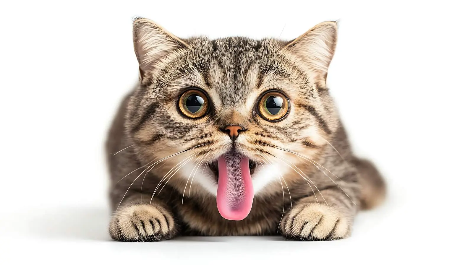 Playful Scottish Fold Cat with Tongue Out — free download from Dotvec