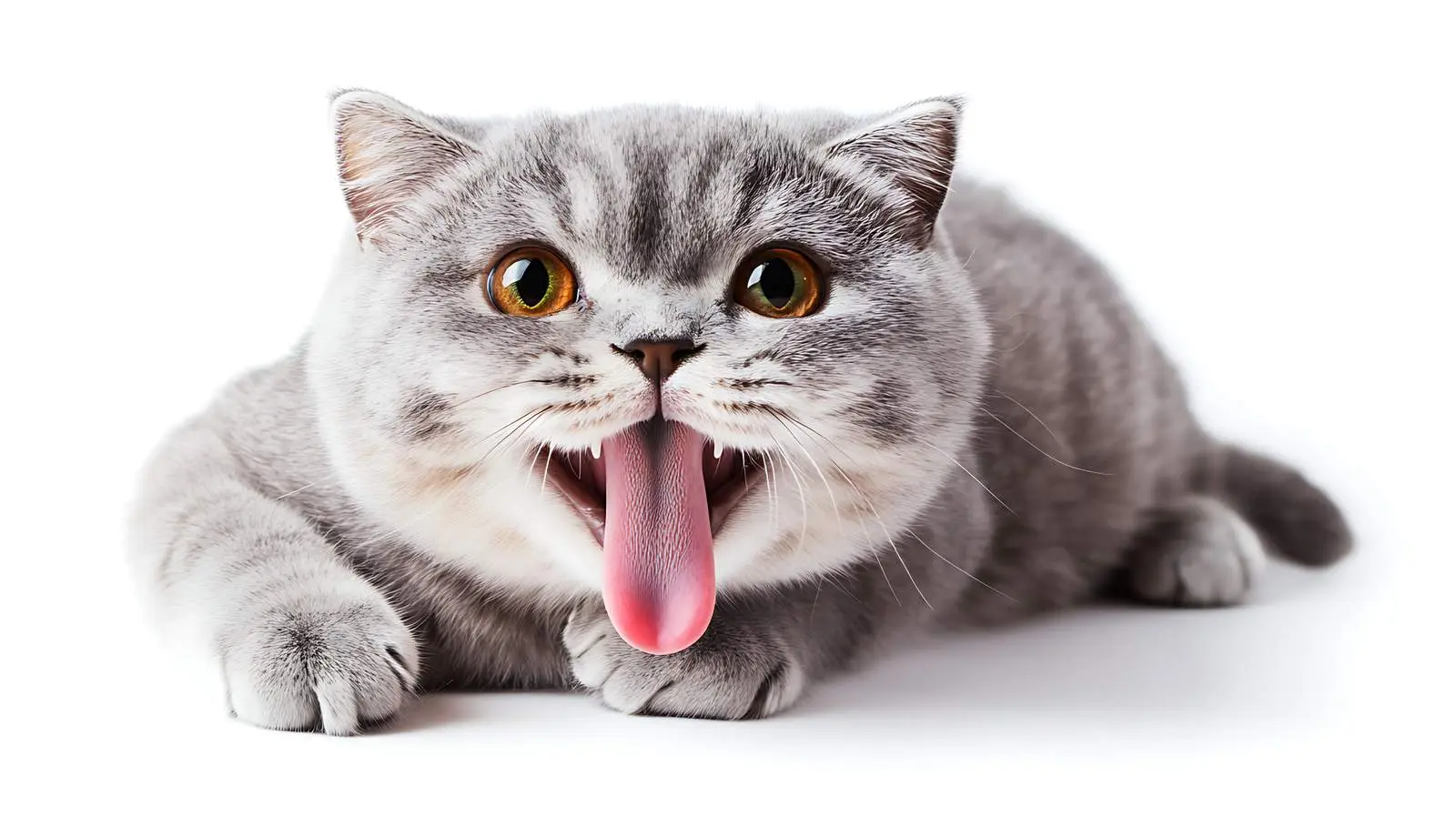 Funny Scottish Fold Cat Showing Tongue – free feline friends image from Dotvec