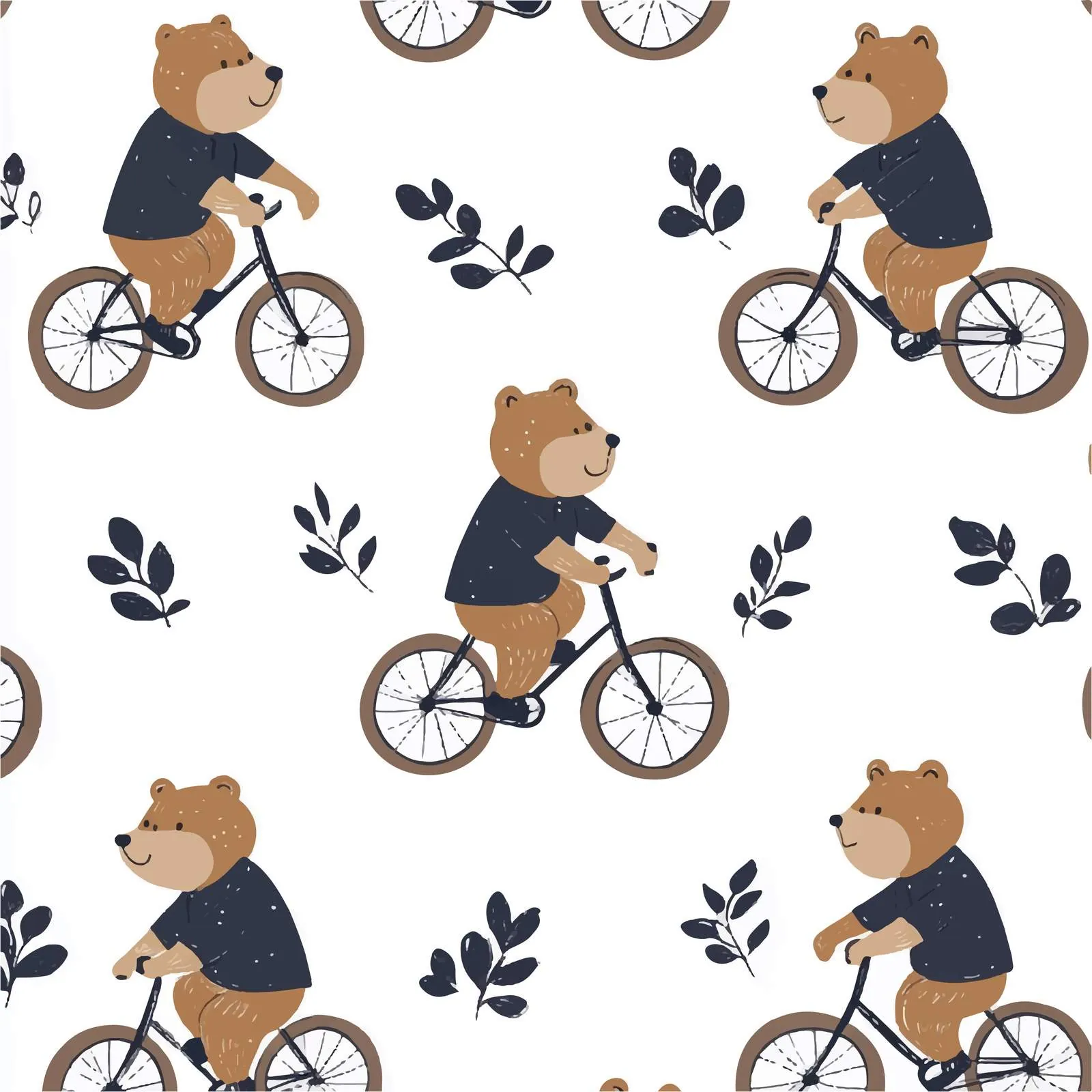 Cute Cartoon Brown Bear Seamless Pattern — free download from Dotvec