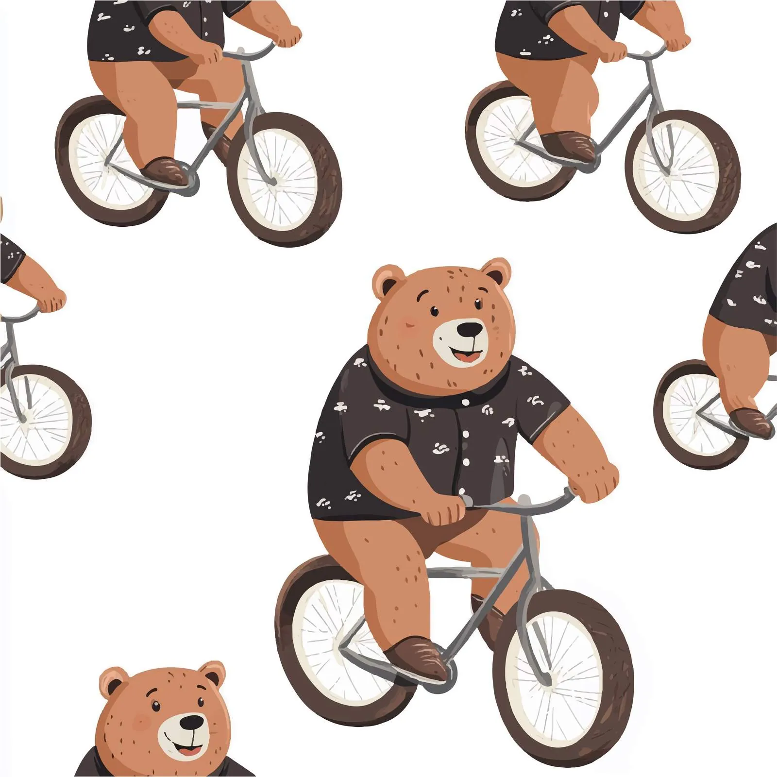 Cute Cartoon Brown Bear Seamless Pattern – free brown bear image from Dotvec