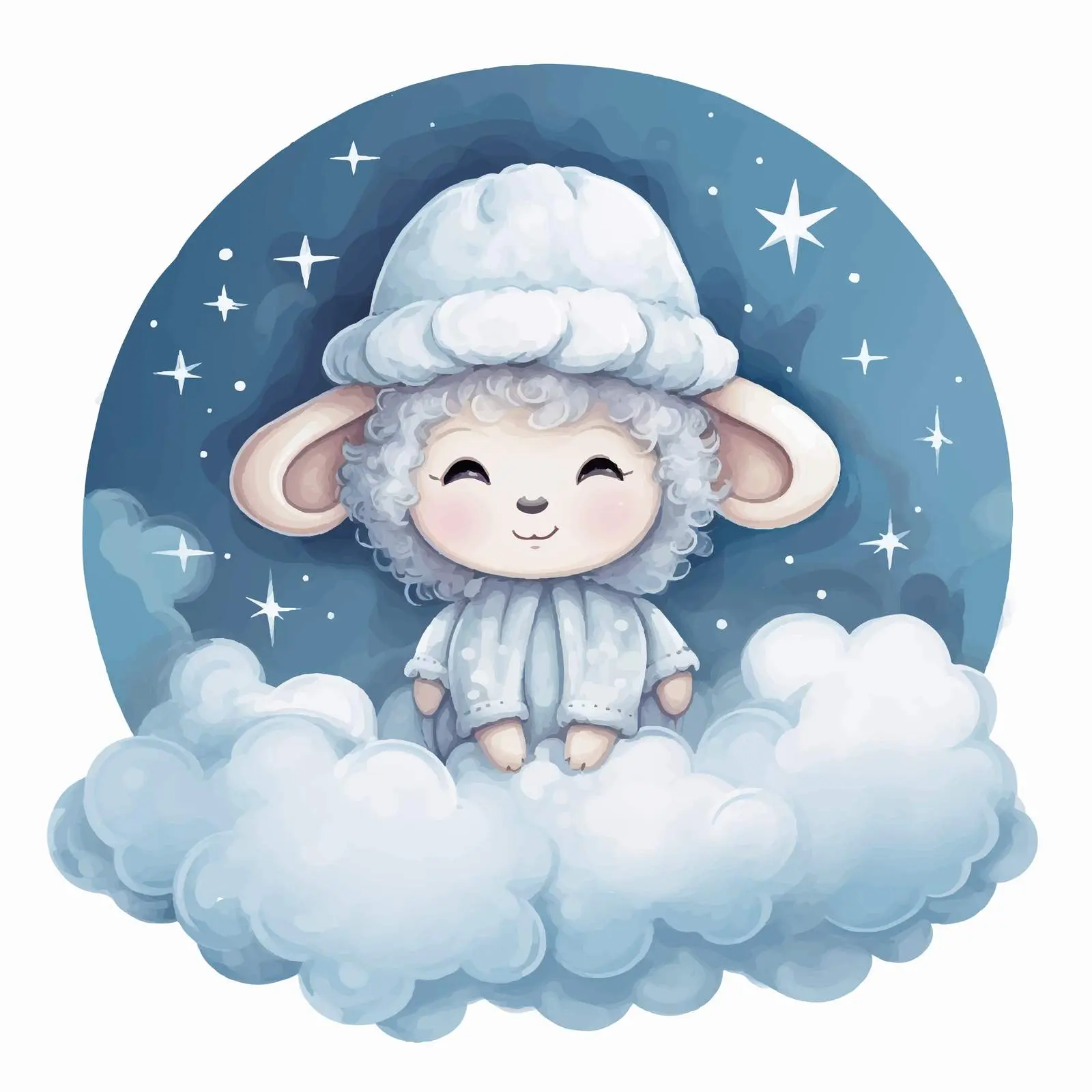 Whimsical Sheep in Hat on Cloud Illustration — free download from Dotvec