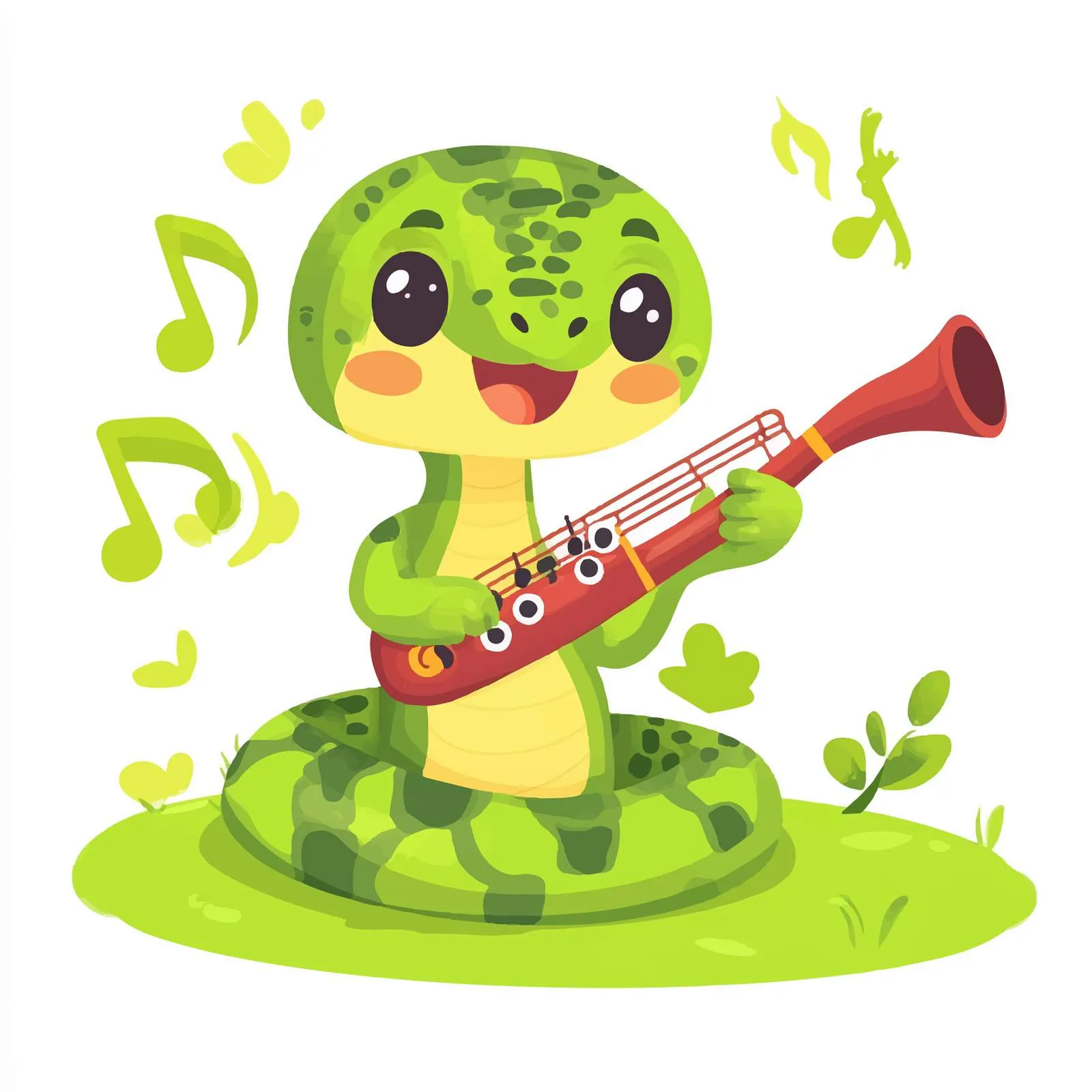 Cute Snake Playing Music Vector Illustration — free download from Dotvec