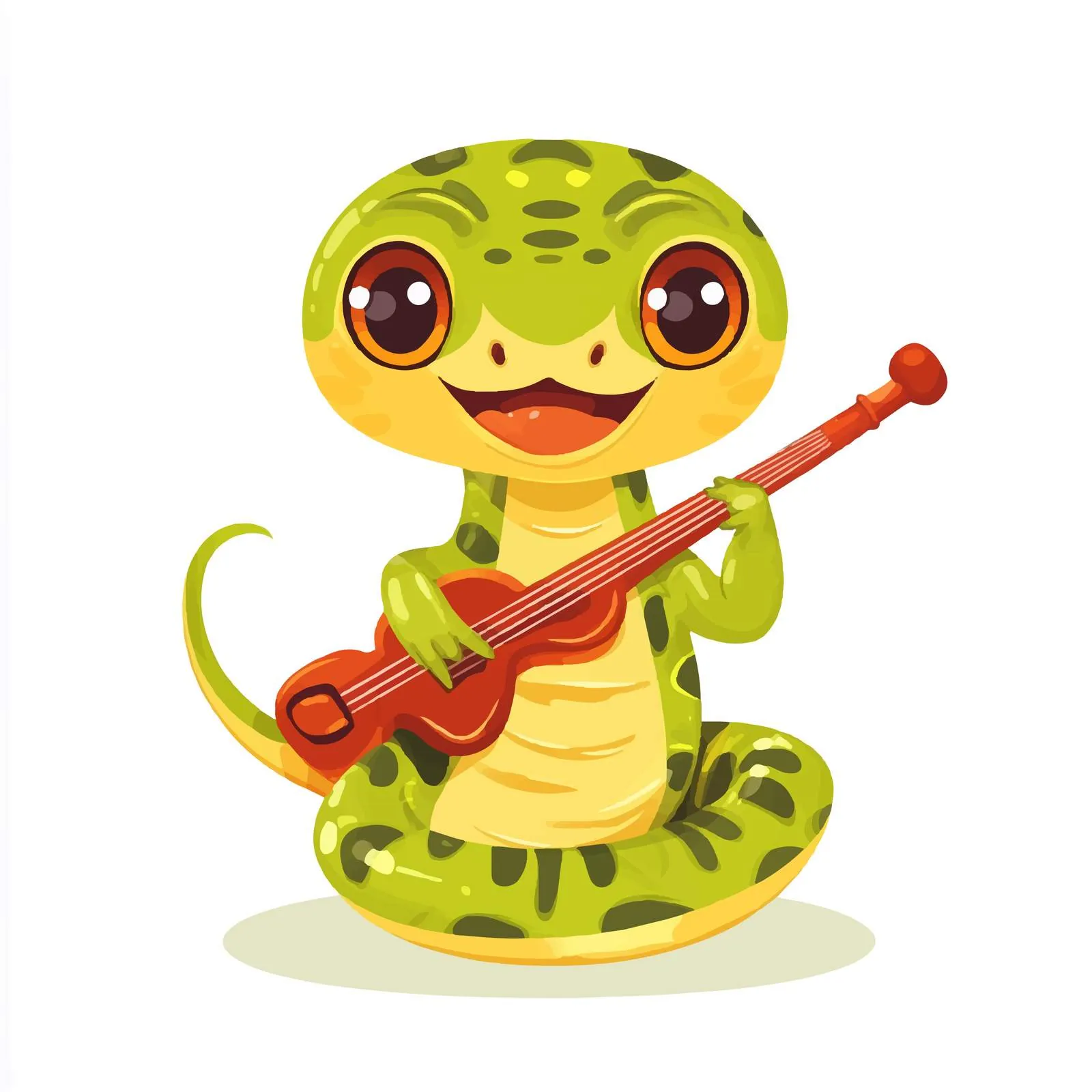 Cute Happy Snake Playing Music Vector — free download from Dotvec