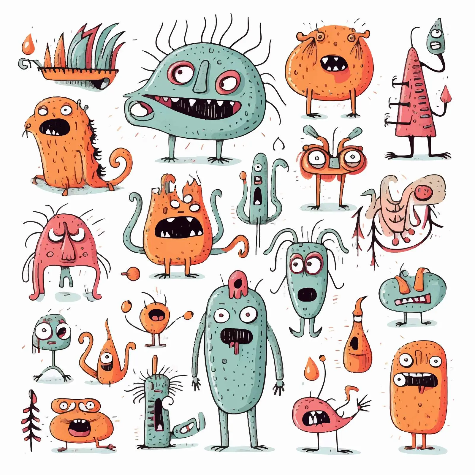 Funny Characters and Doodles Vector Collection — free download from Dotvec