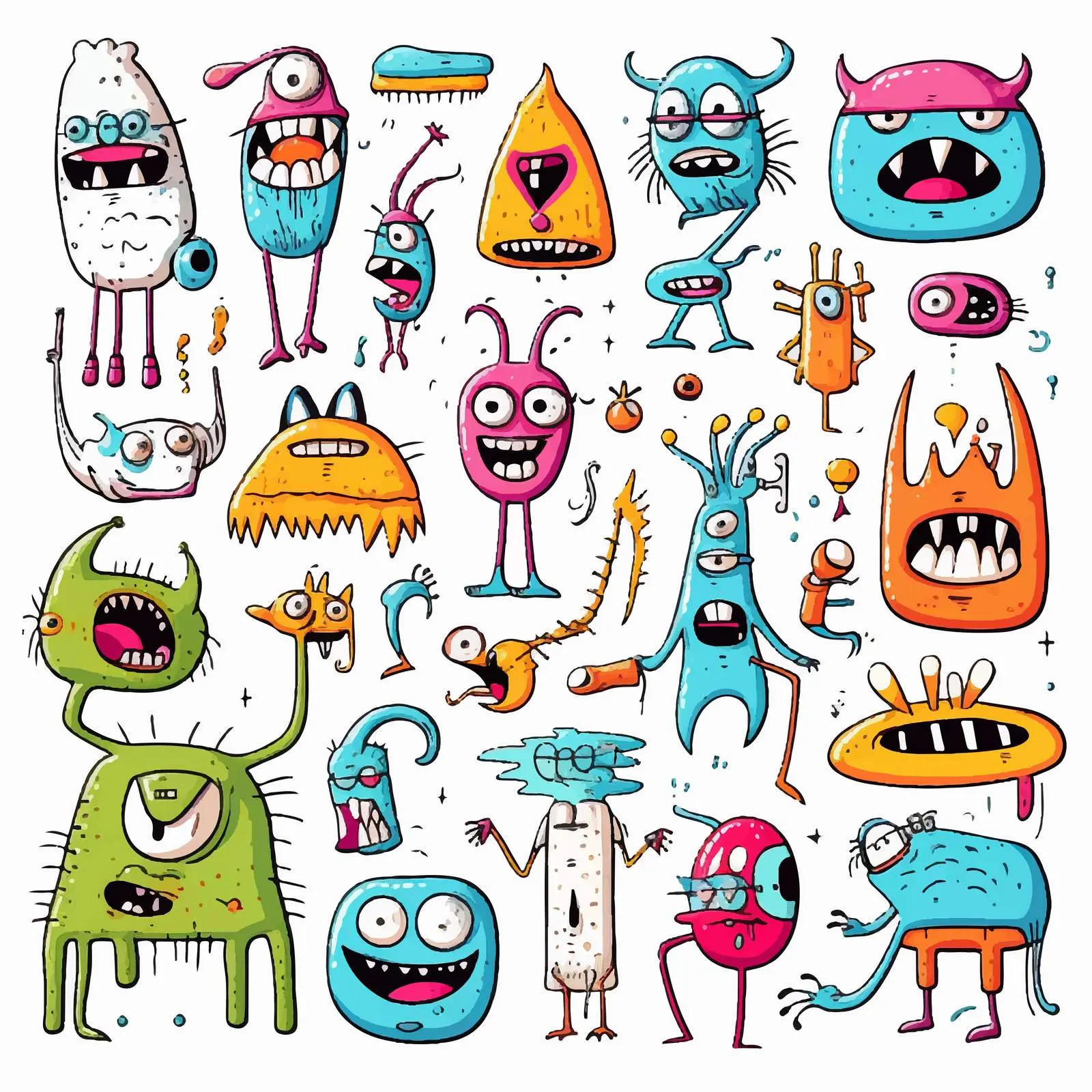 Funny Weird Characters and Doodle Vector Collection — free download from Dotvec