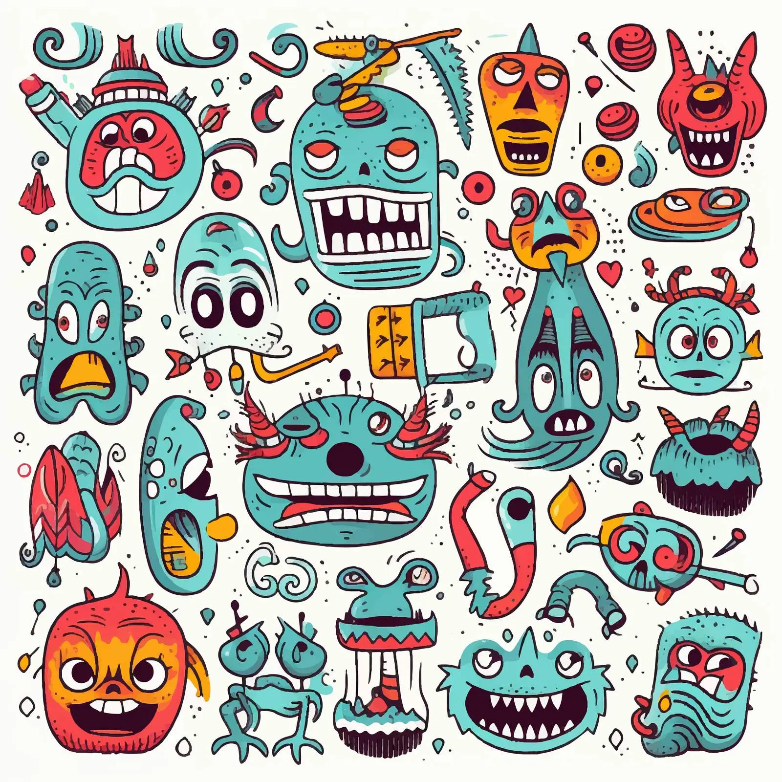 Funny Weird Characters and Doodle Collection – free weird characters image from Dotvec