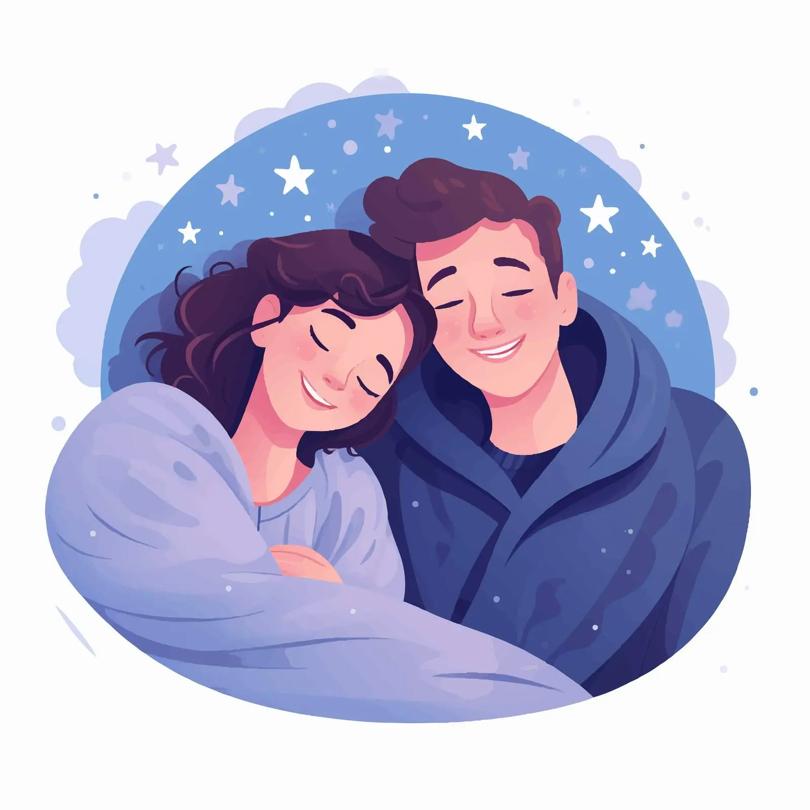 Funny Young Couple Sleeping on Comfy Bed – free cute couple image from Dotvec