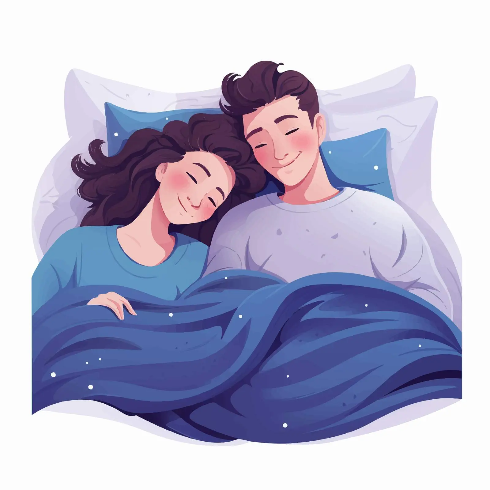 Funny Young Couple Sleeping on Comfy Bed – free cute couple image from Dotvec