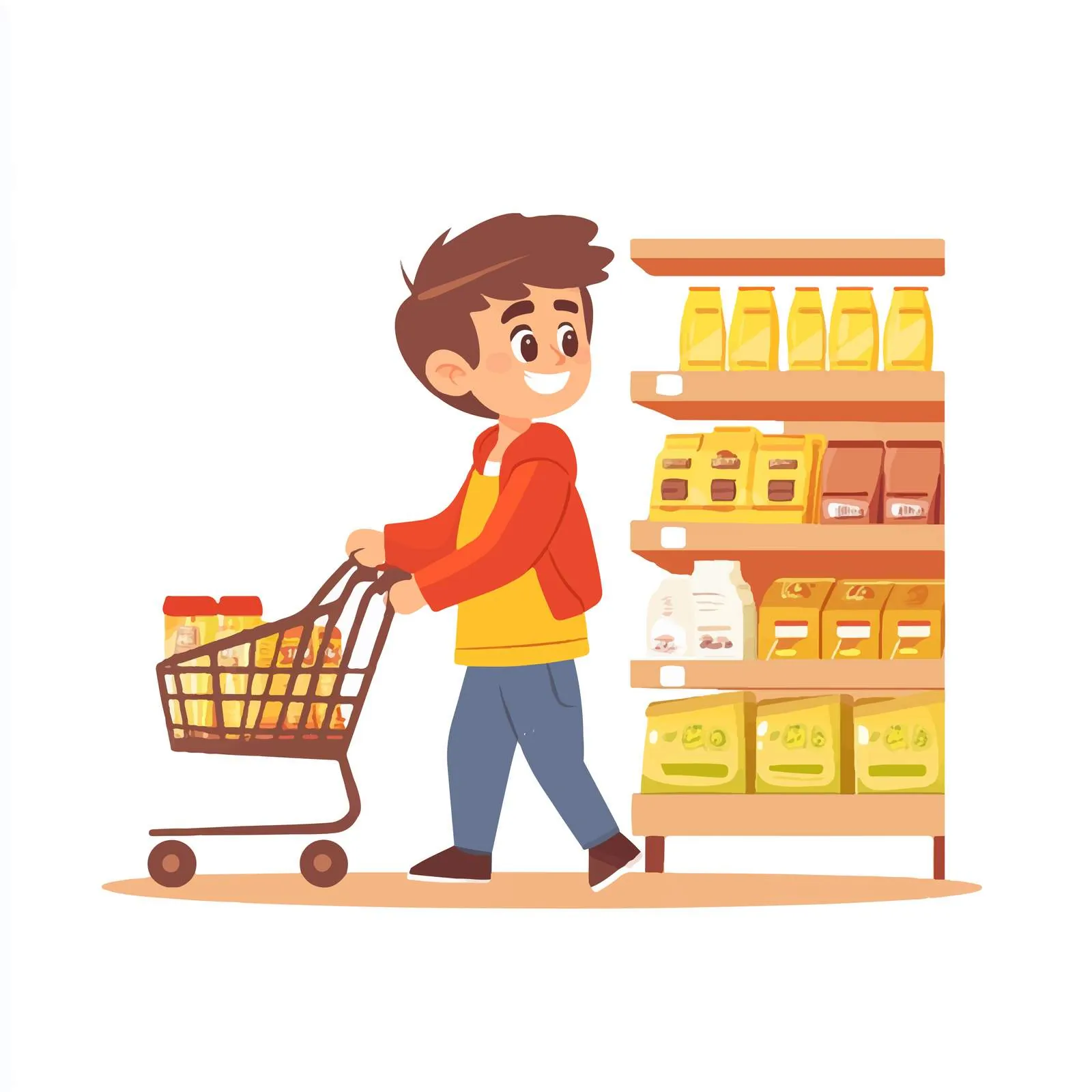 Young Man Shopping for Groceries with Humor — free download from Dotvec