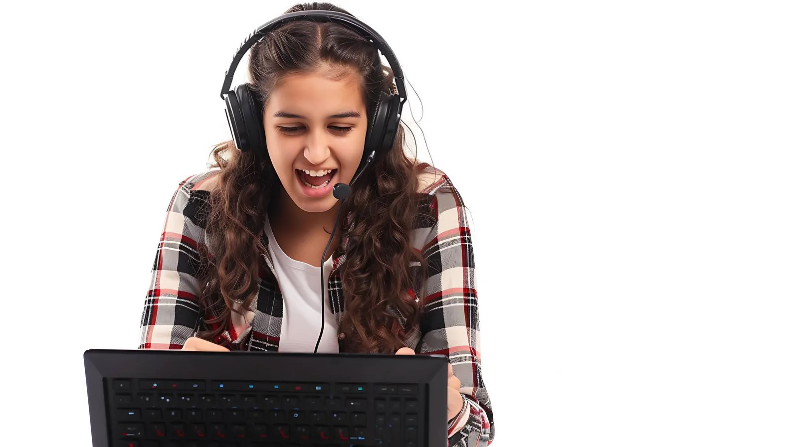 Energetic Tech-Savvy Woman Gaming — free download from Dotvec