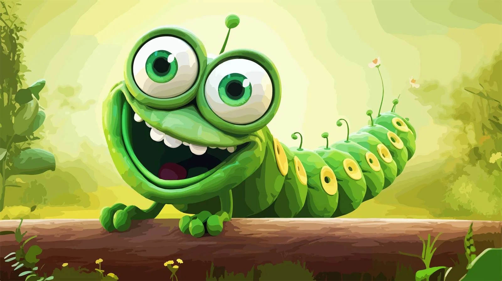 Cheerful Cartoon Caterpillar Illustration — free download from Dotvec