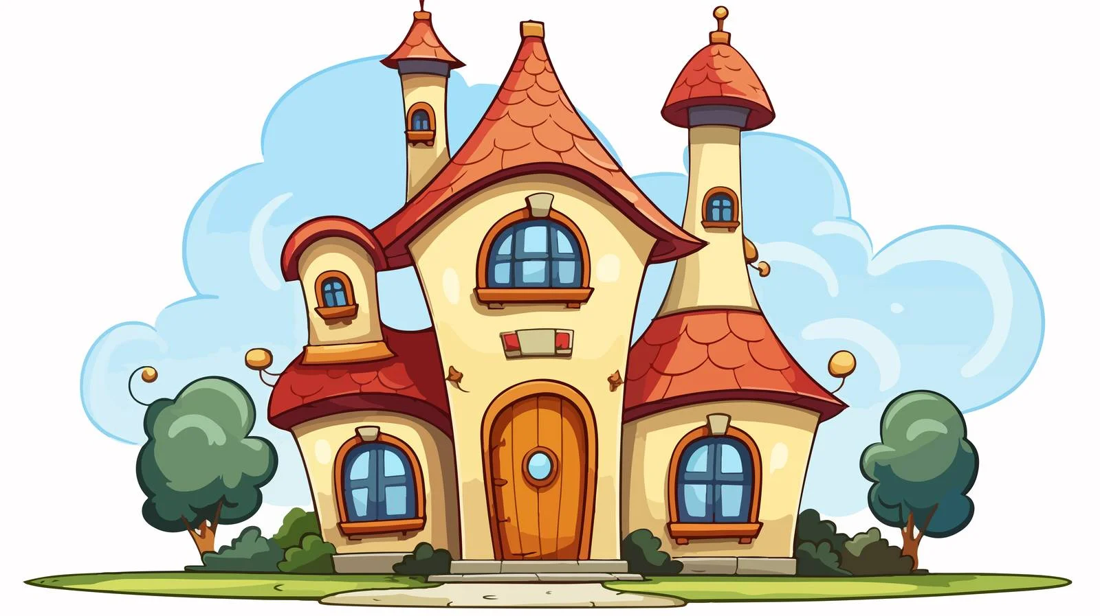 Humorous Cartoon House Vector Illustration — free download from Dotvec