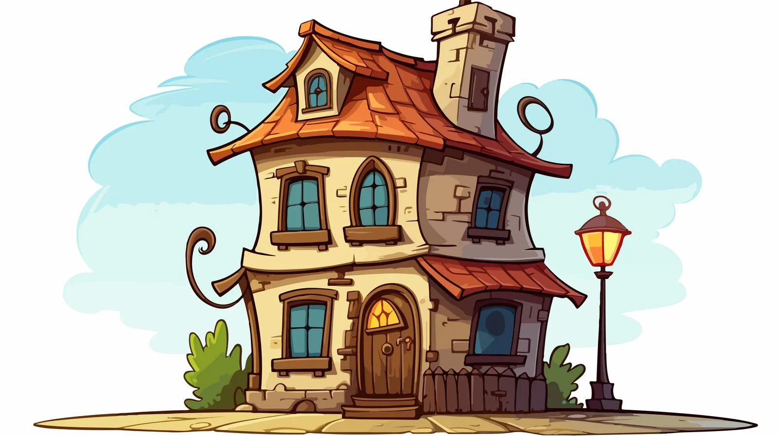 Humorous Cartoon House Vector Illustration — free download from Dotvec