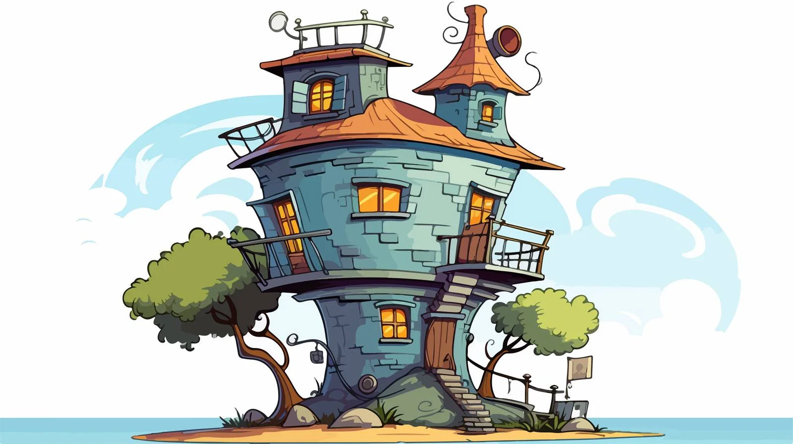 Whimsical Cartoon House Illustration — free download from Dotvec